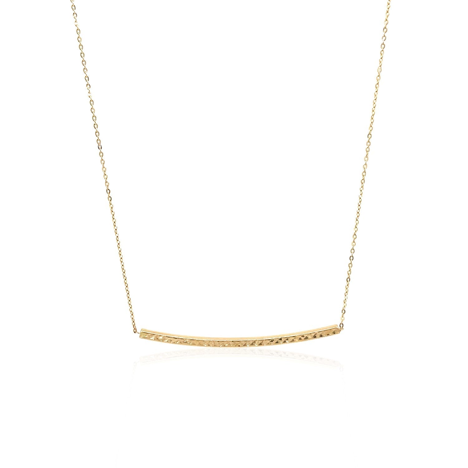 14k Yellow Gold Thin Textured Bar Necklace on sale at MyriadMart
