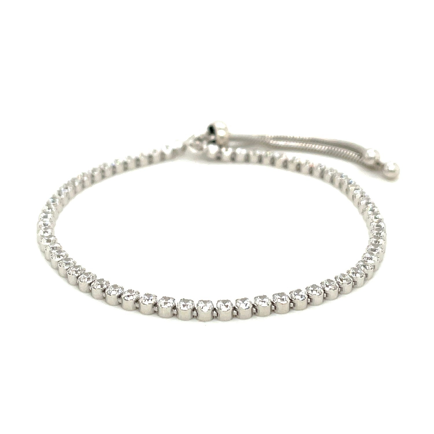 Adjustable Tennis Style Bracelet with Cubic Zirconia in Sterling Silver on sale at MyriadMart
