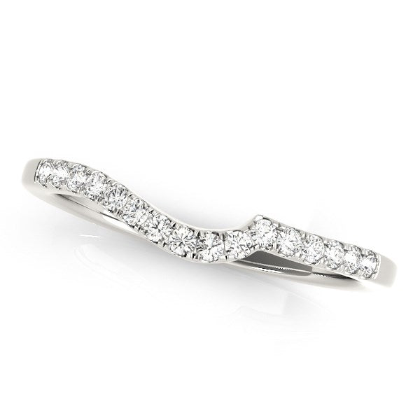 14k White Gold Curved Style Pave Diamond Wedding Ring 1/6 cttw on sale at MyriadMart