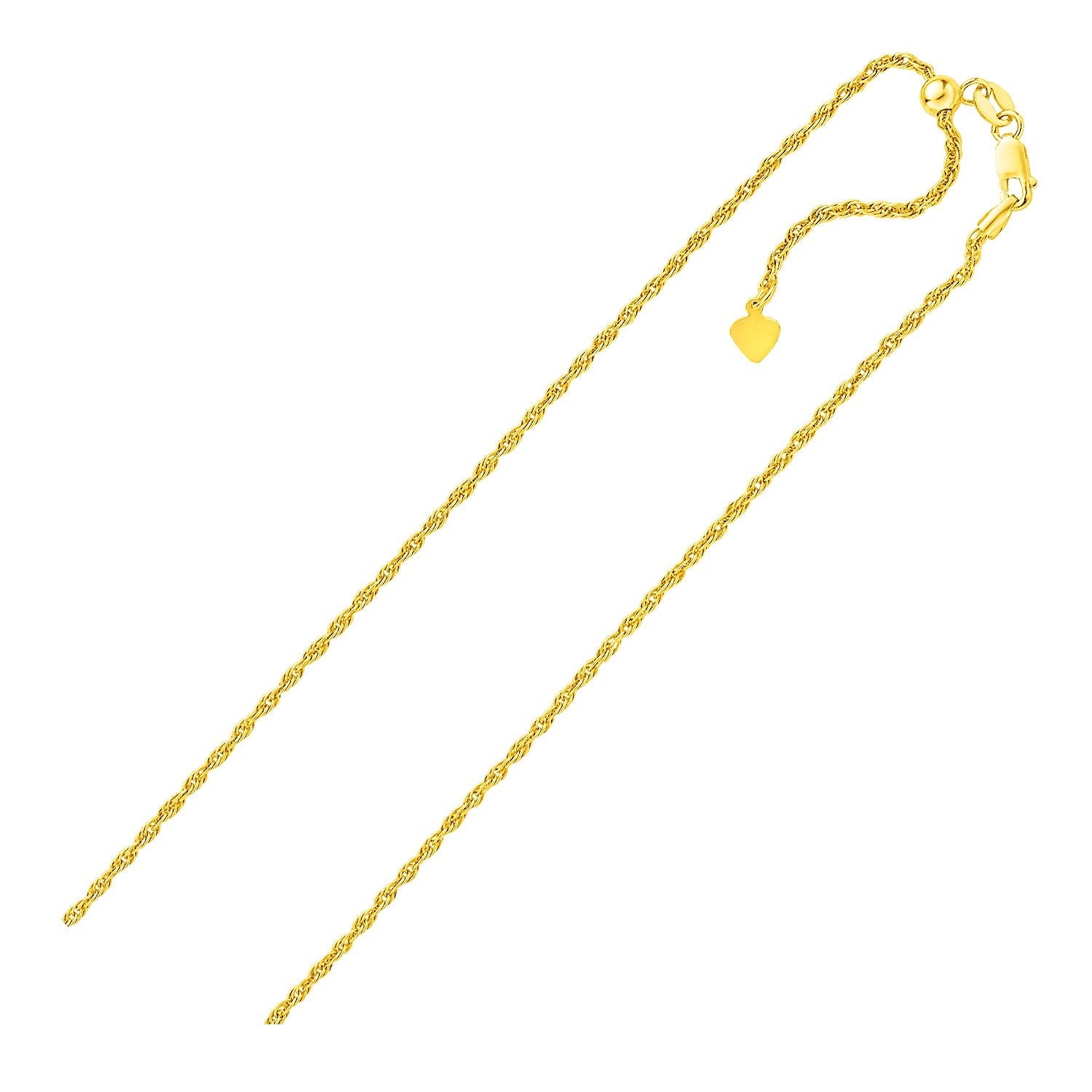 Sterling Silver in Yellow Finish 1.5mm Adjustable Rope Chain on sale at MyriadMart