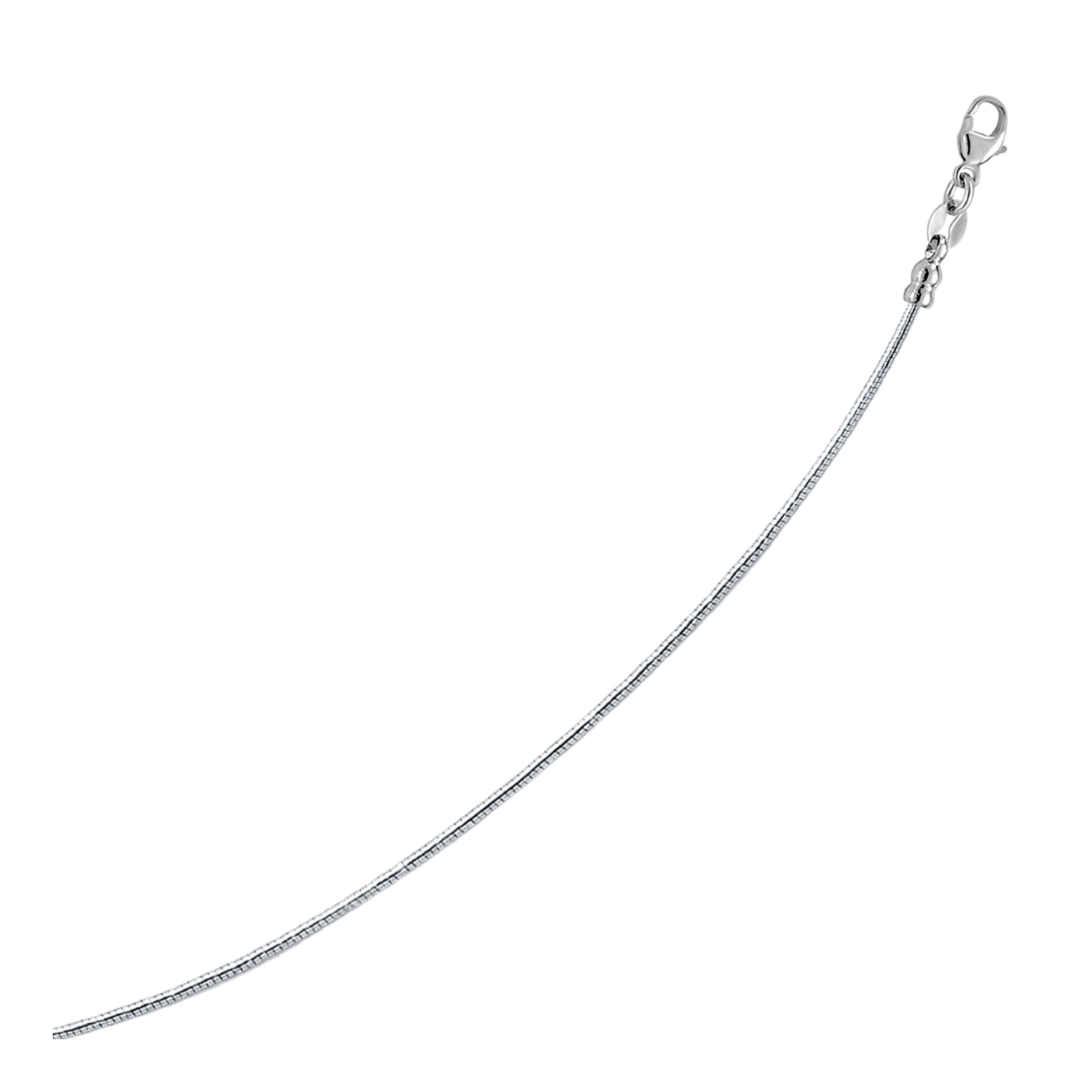 Sterling Silver Round Omega Style Chain Necklace with Rhodium Plating 1.55mm on sale at MyriadMart