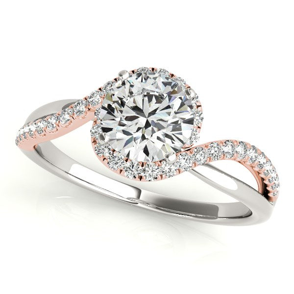 14k White And Rose Gold Bypass Band Diamond Engagement Ring 1 1/8 cttw on sale at MyriadMart