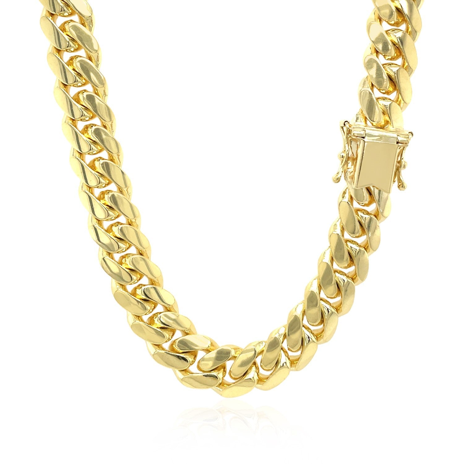 9.25mm 14k Yellow Gold Classic Miami Cuban Solid Chain on sale at MyriadMart