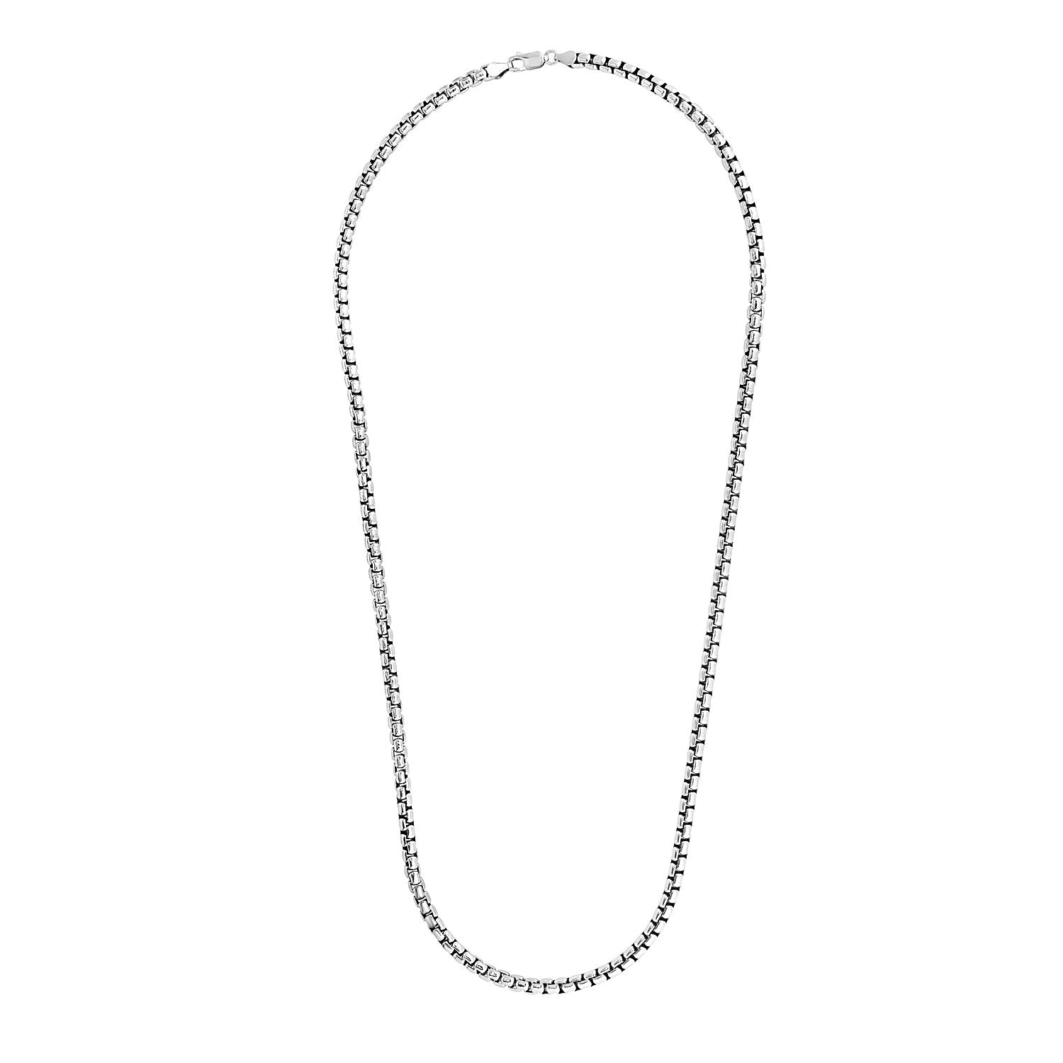 5.2mm Sterling Silver Rhodium Plated Round Box Chain on sale at MyriadMart