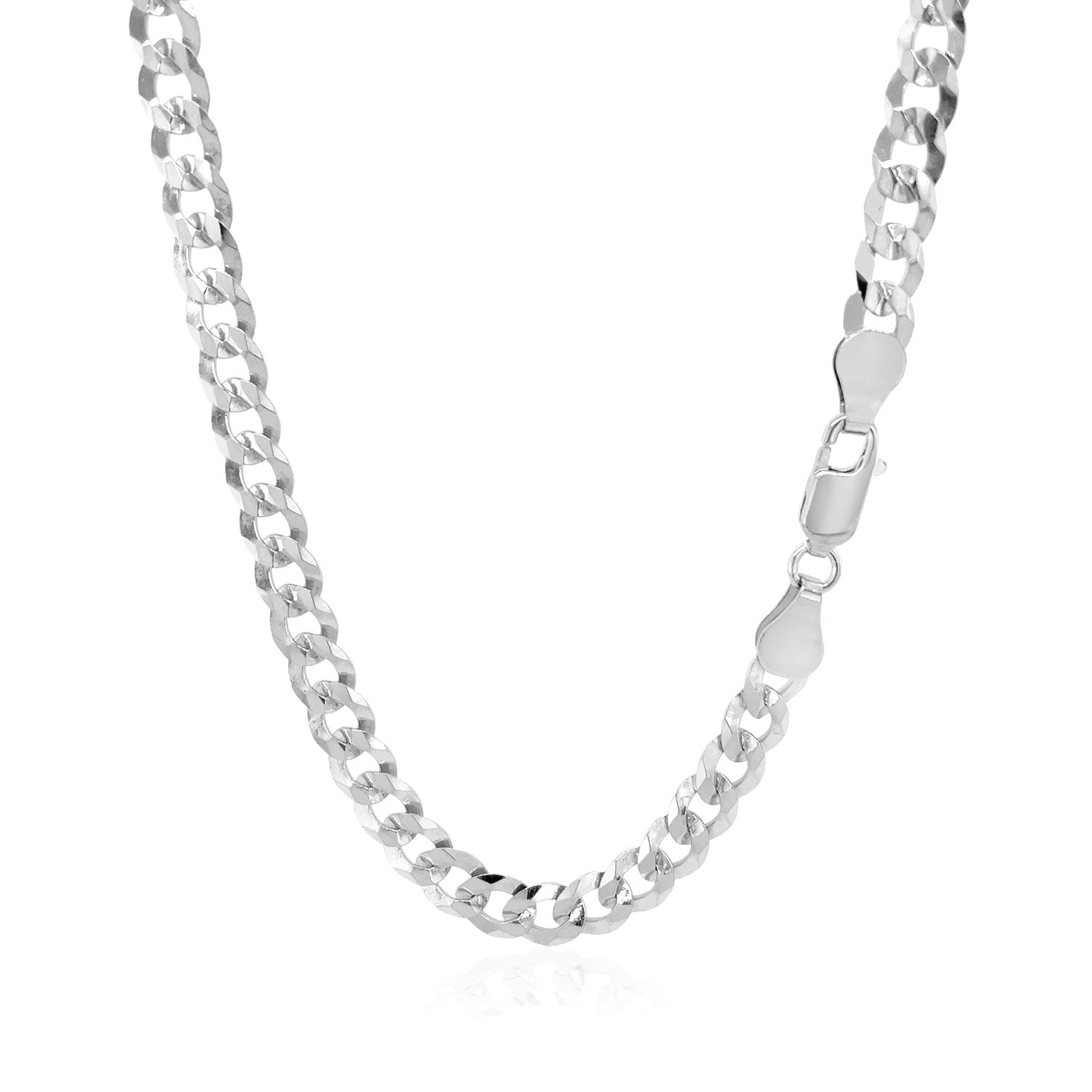 Rhodium Plated 5.6mm Sterling Silver Curb Style Chain on sale at MyriadMart