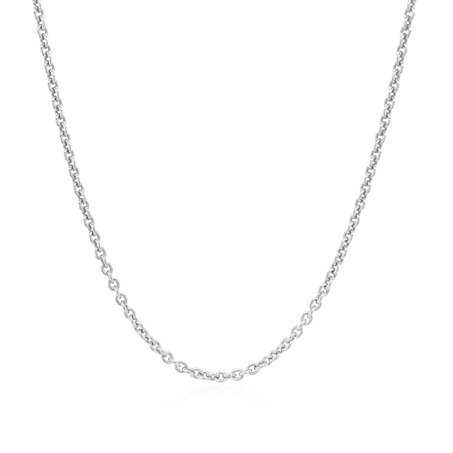 Sterling Silver Rhodium Plated Round Cable Chain 1.8mm on sale at MyriadMart