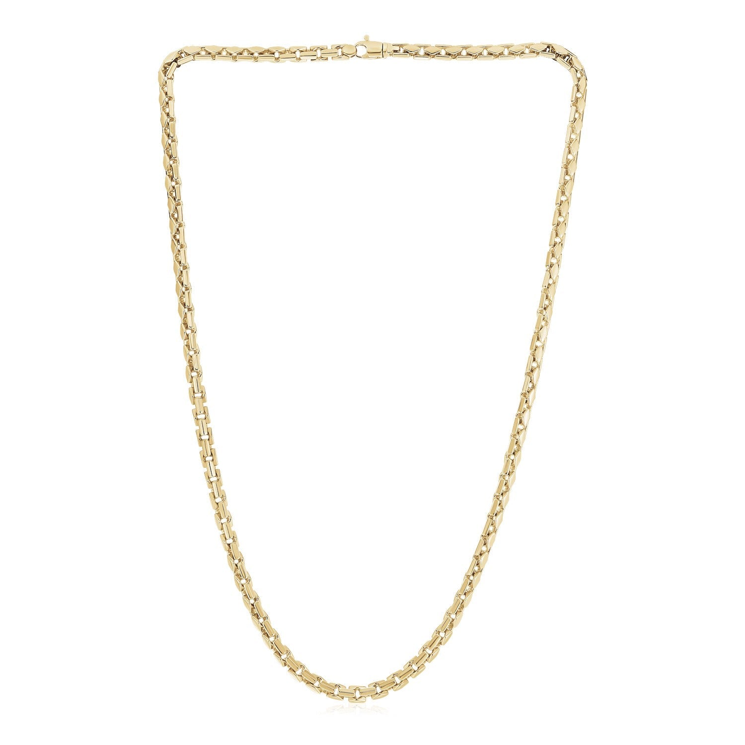 14k Yellow Gold High Polish Mens Fancy Box Necklace 5.0mm on sale at MyriadMart