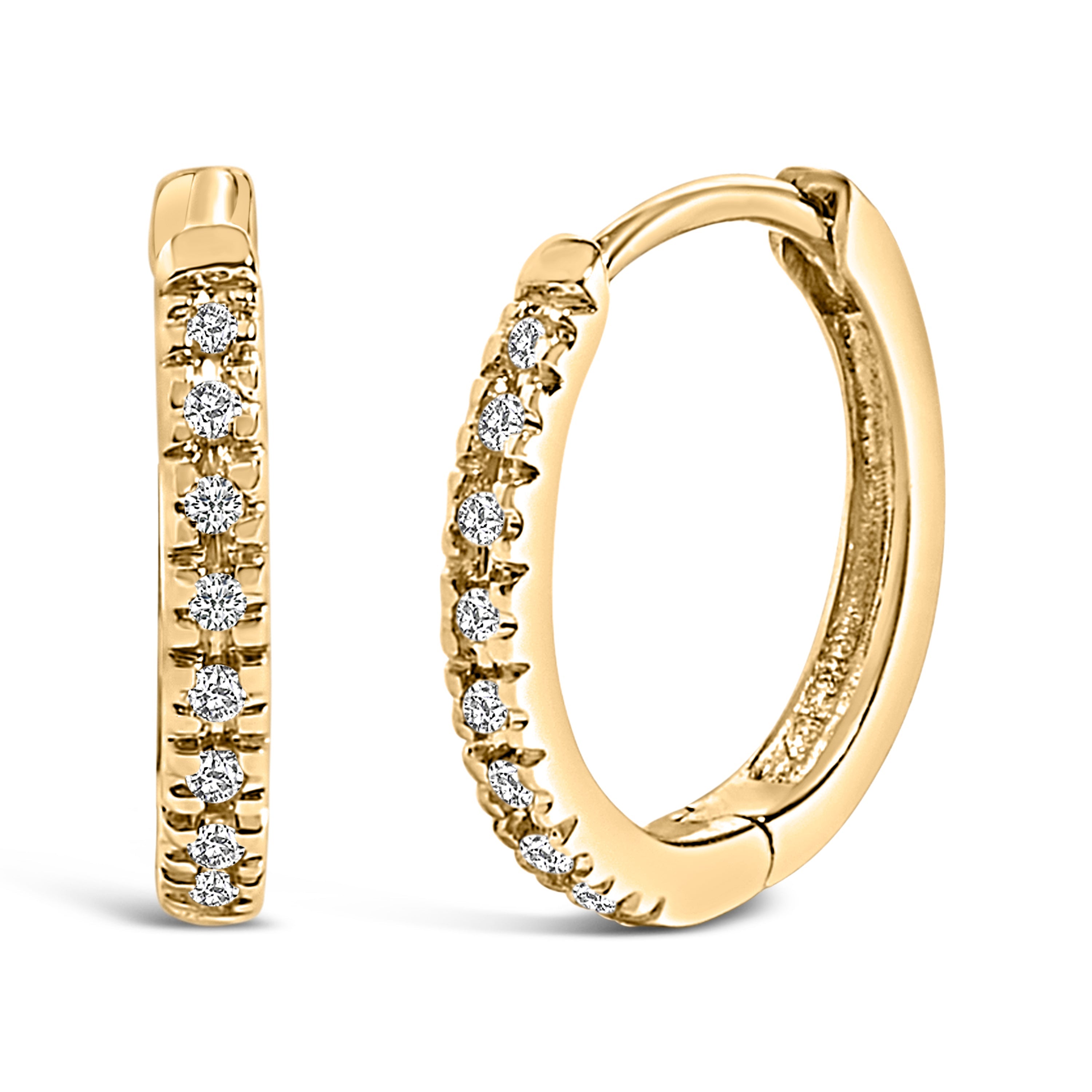 14K Rose Gold 1/5 CTW Diamond Huggie Hoop Earrings on sale at MyriadMart