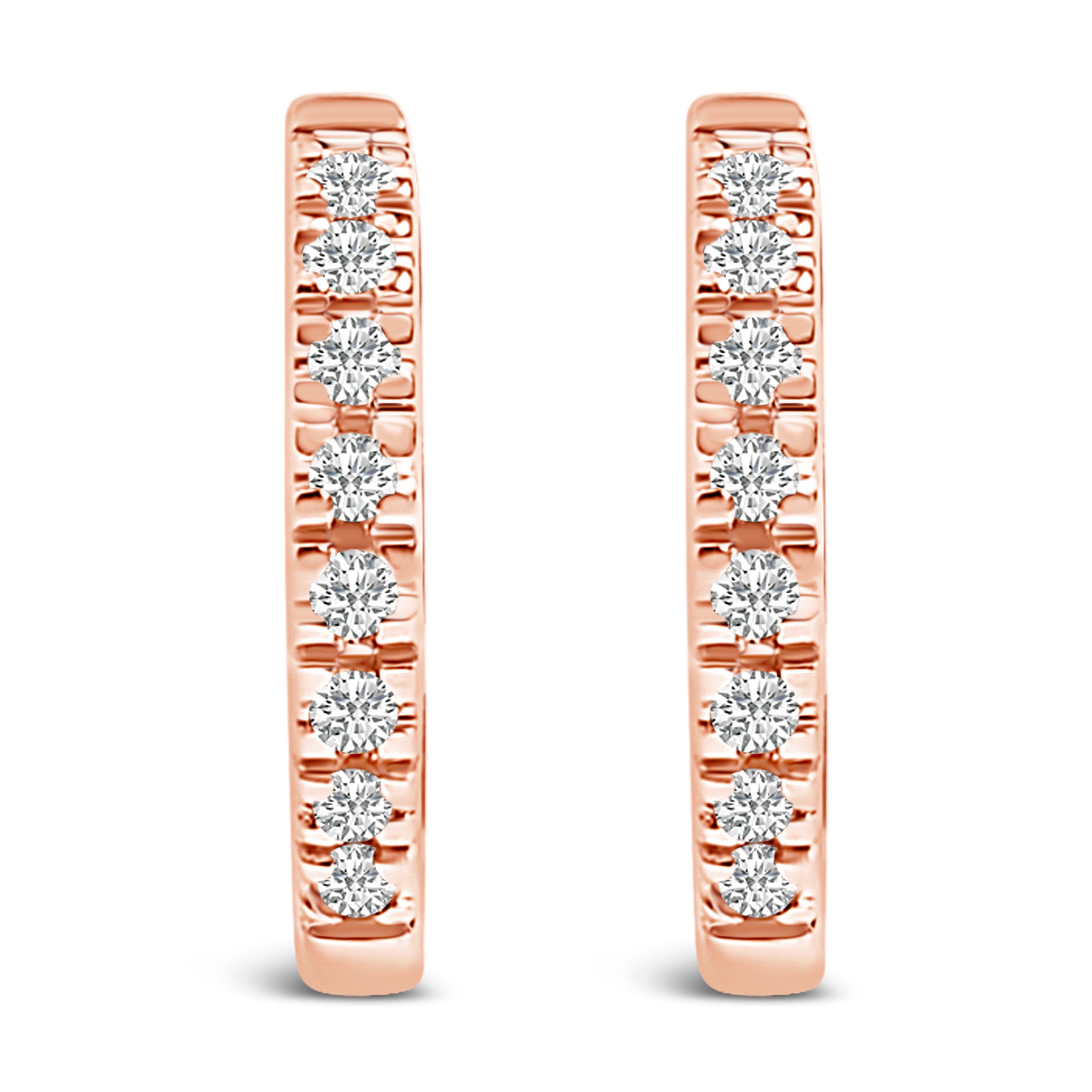 14K Rose Gold 1/5 CTW Diamond Huggie Hoop Earrings on sale at MyriadMart