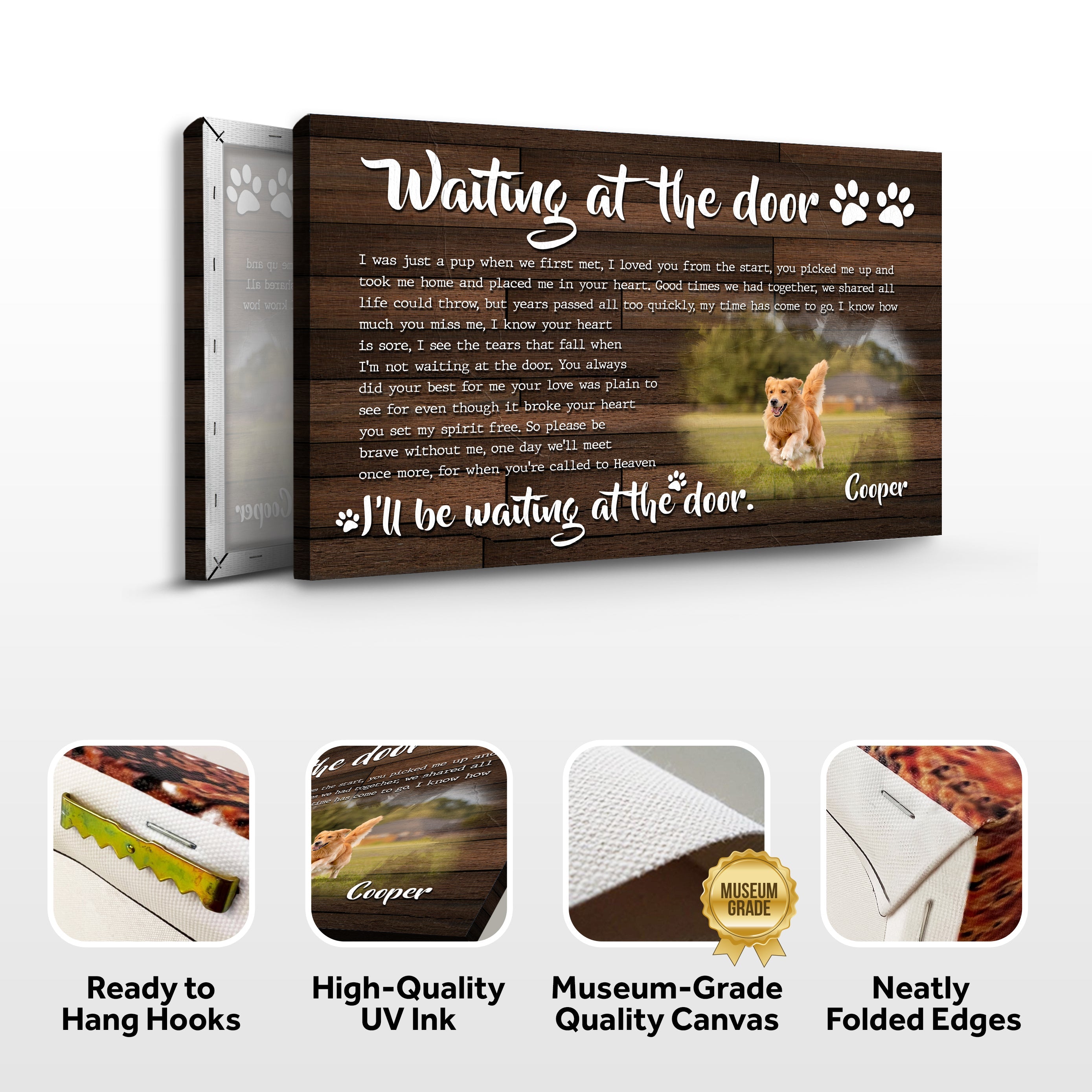 Custom Dog Portrait Waiting At The Door Sign on sale at MyriadMart