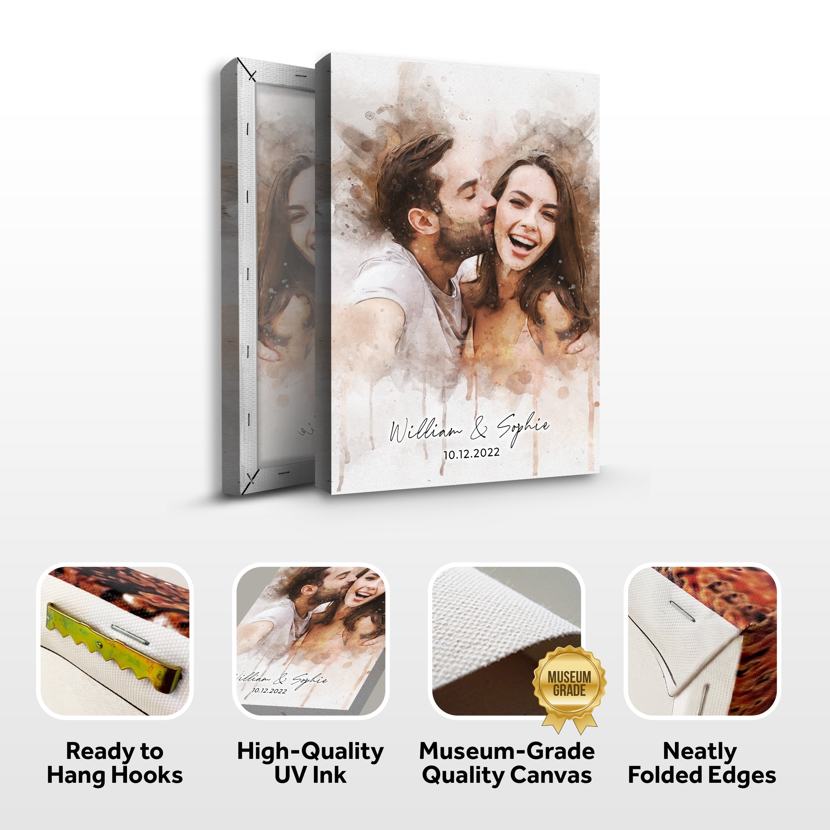 Custom Couple Watercolor Portrait on sale at MyriadMart