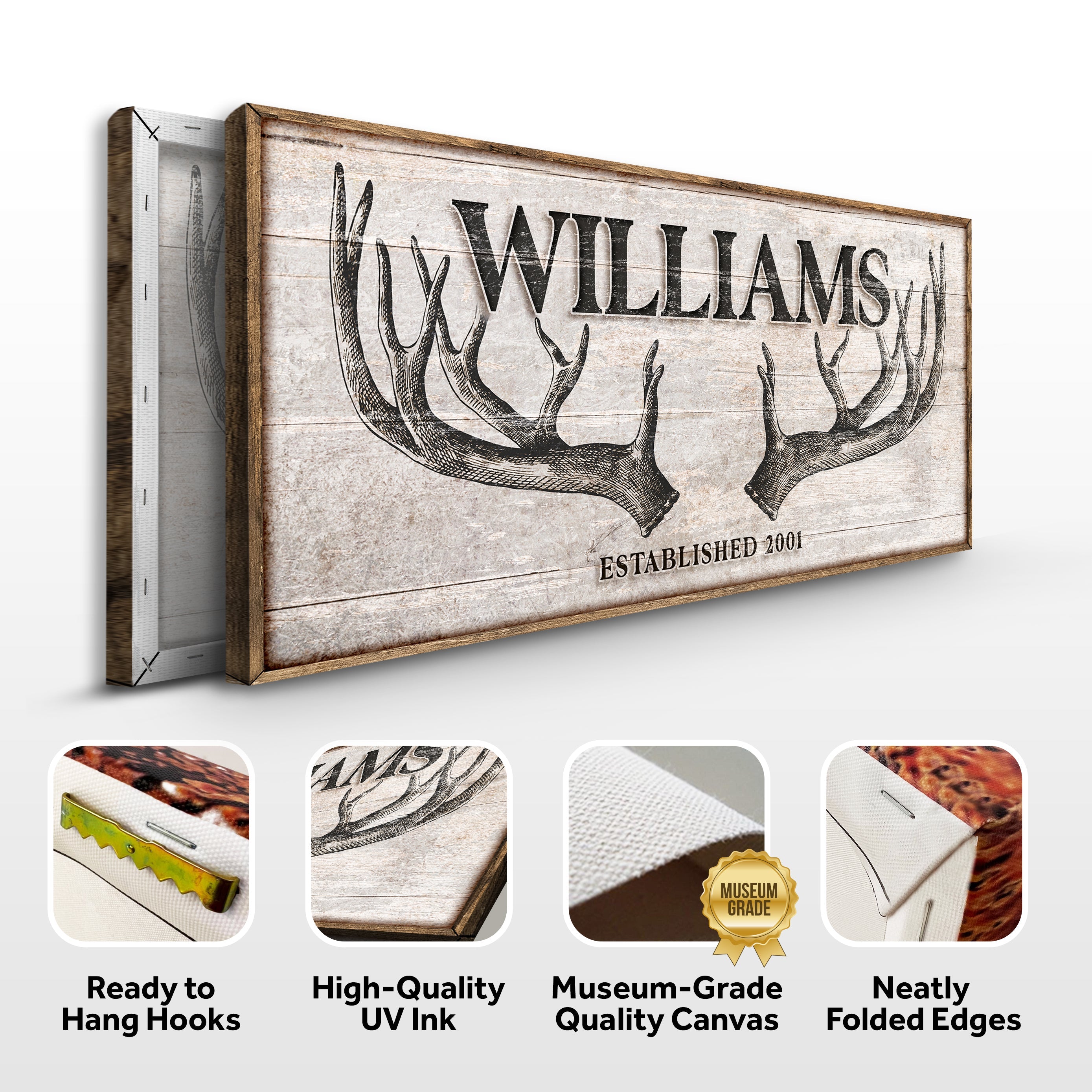 Personalized Family Antler Sign IV on sale at MyriadMart