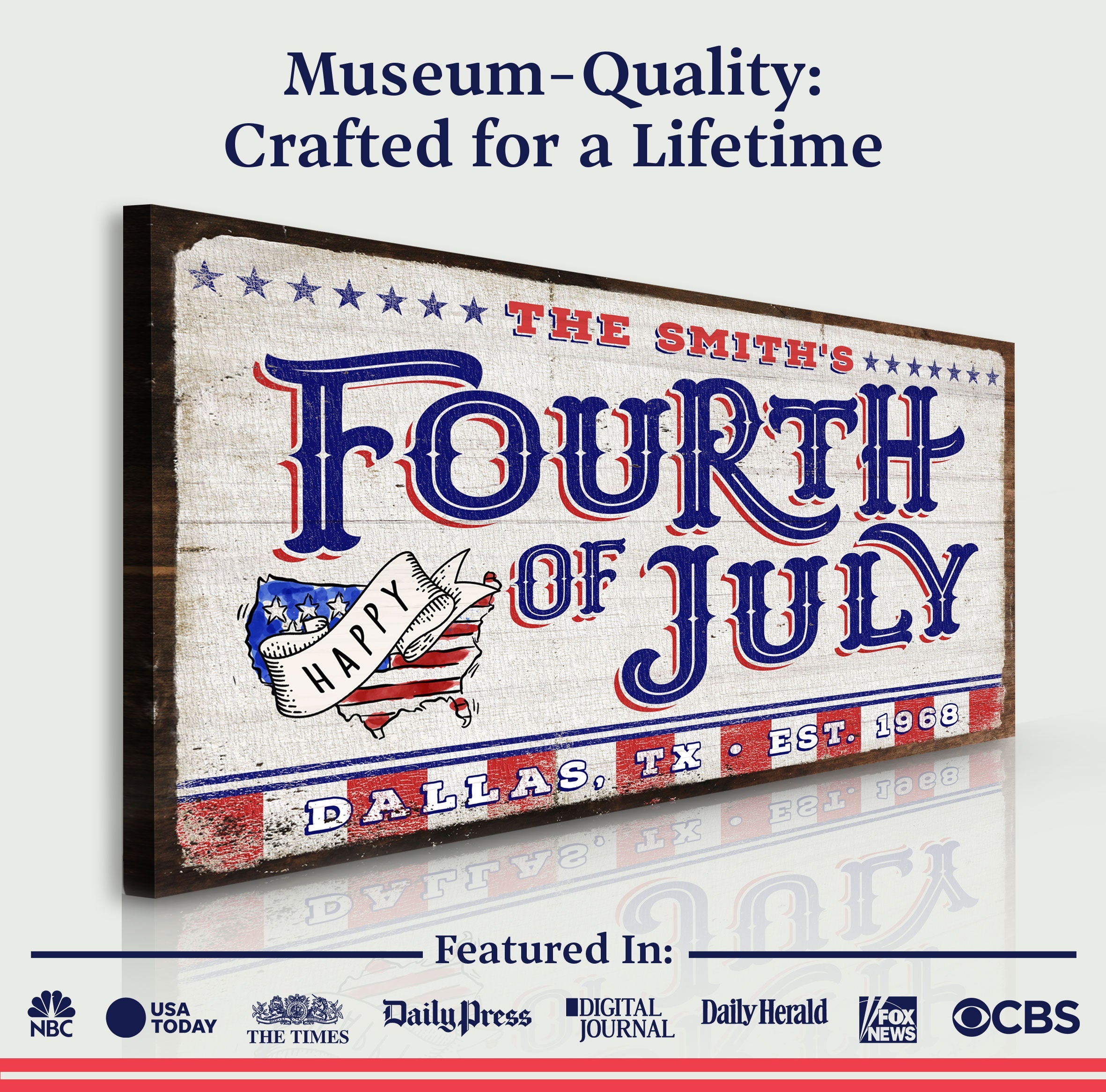 4th of July Personalized Welcome Sign on sale at MyriadMart