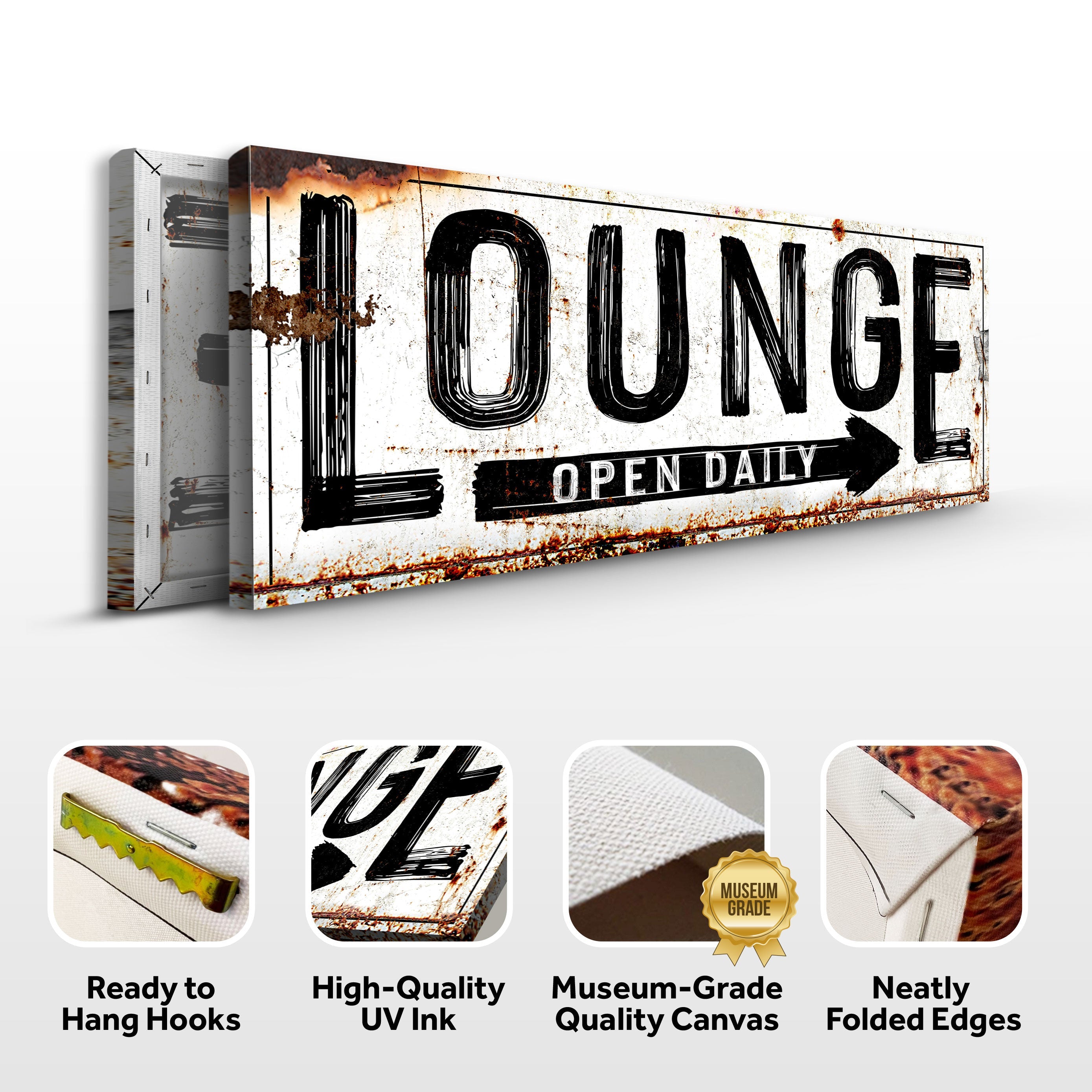 Open Daily Lounge Rustic Sign on sale at MyriadMart