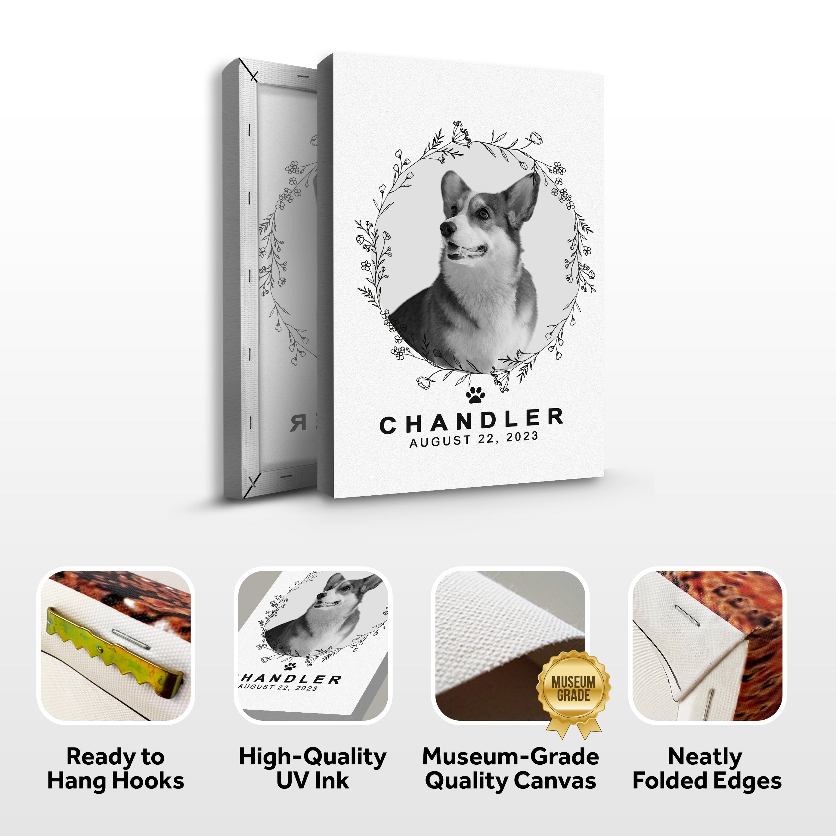 Pet Memorial Portrait Monochrome Sign on sale at MyriadMart