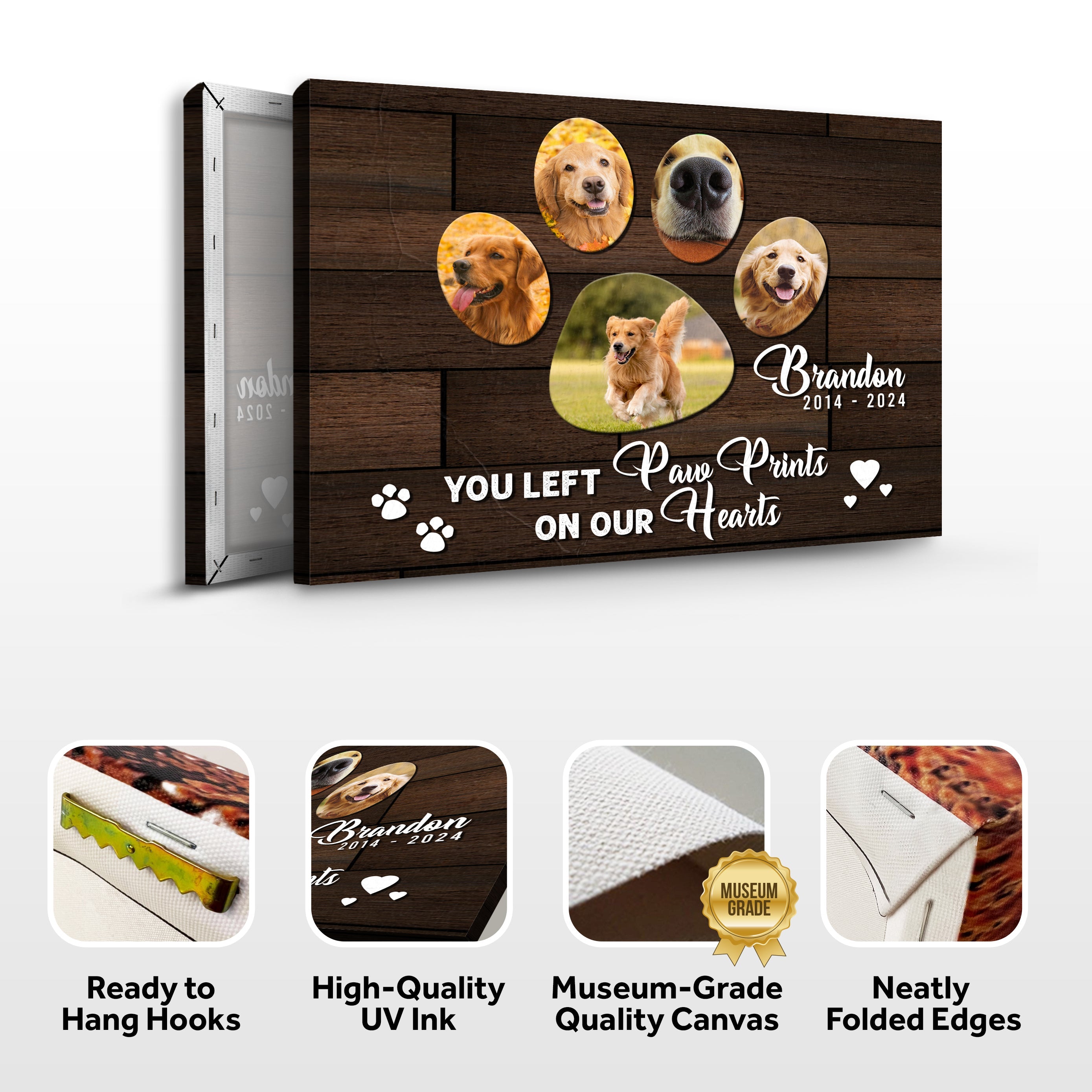 Pet Memorial Sign You Left Paw Prints On Our Hearts on sale at MyriadMart