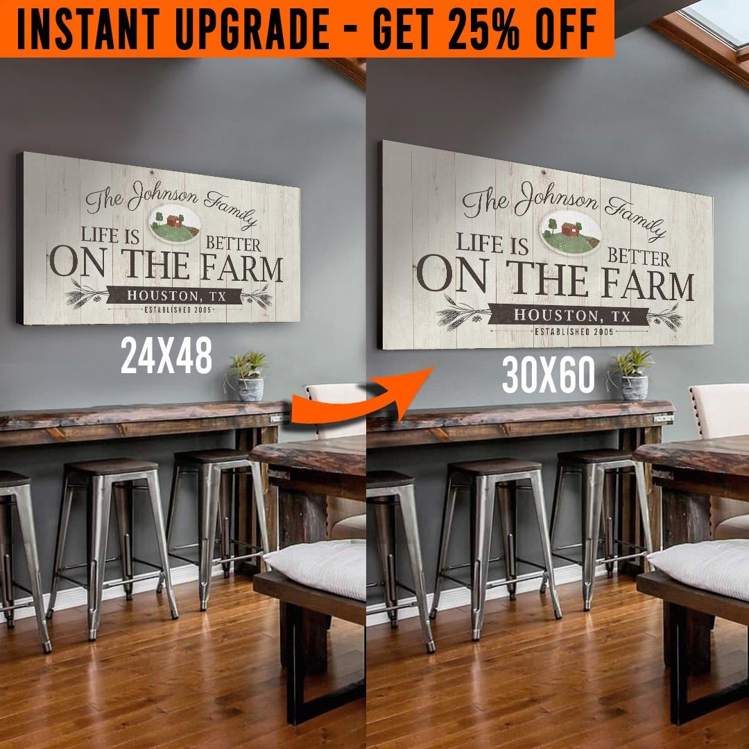 Upgrade Your 48x24 Inches 'Life is Better on the farm' Style 1 Canvas To 60x30 Inches on sale at MyriadMart