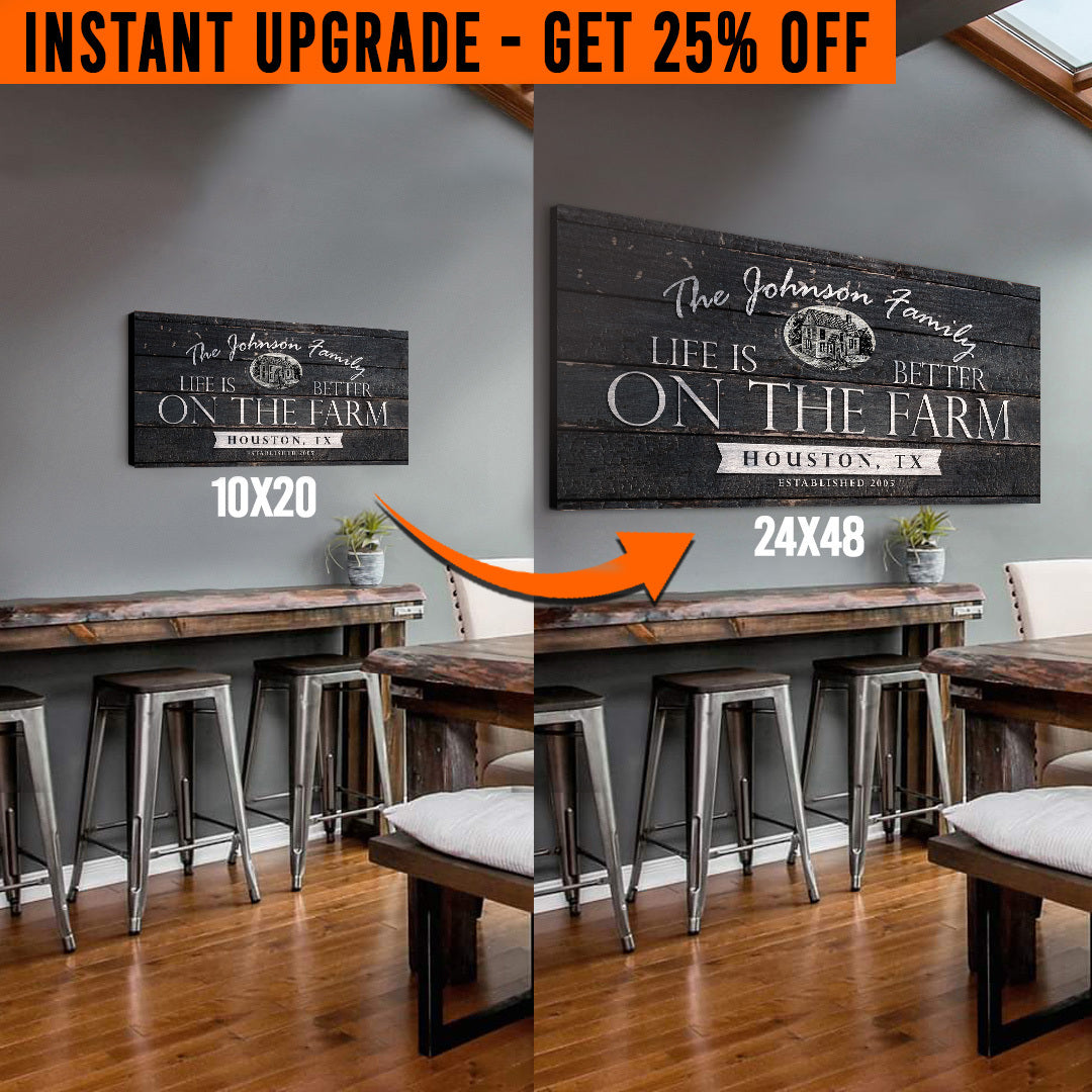 Upgrade Your 20x10 Inches 'Life is better on the Farm' Style 2 Canvas To 48x24 Inches on sale at MyriadMart