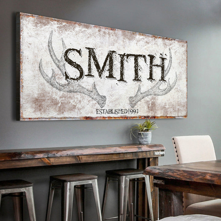 Rustic Family Antler Sign on sale at MyriadMart