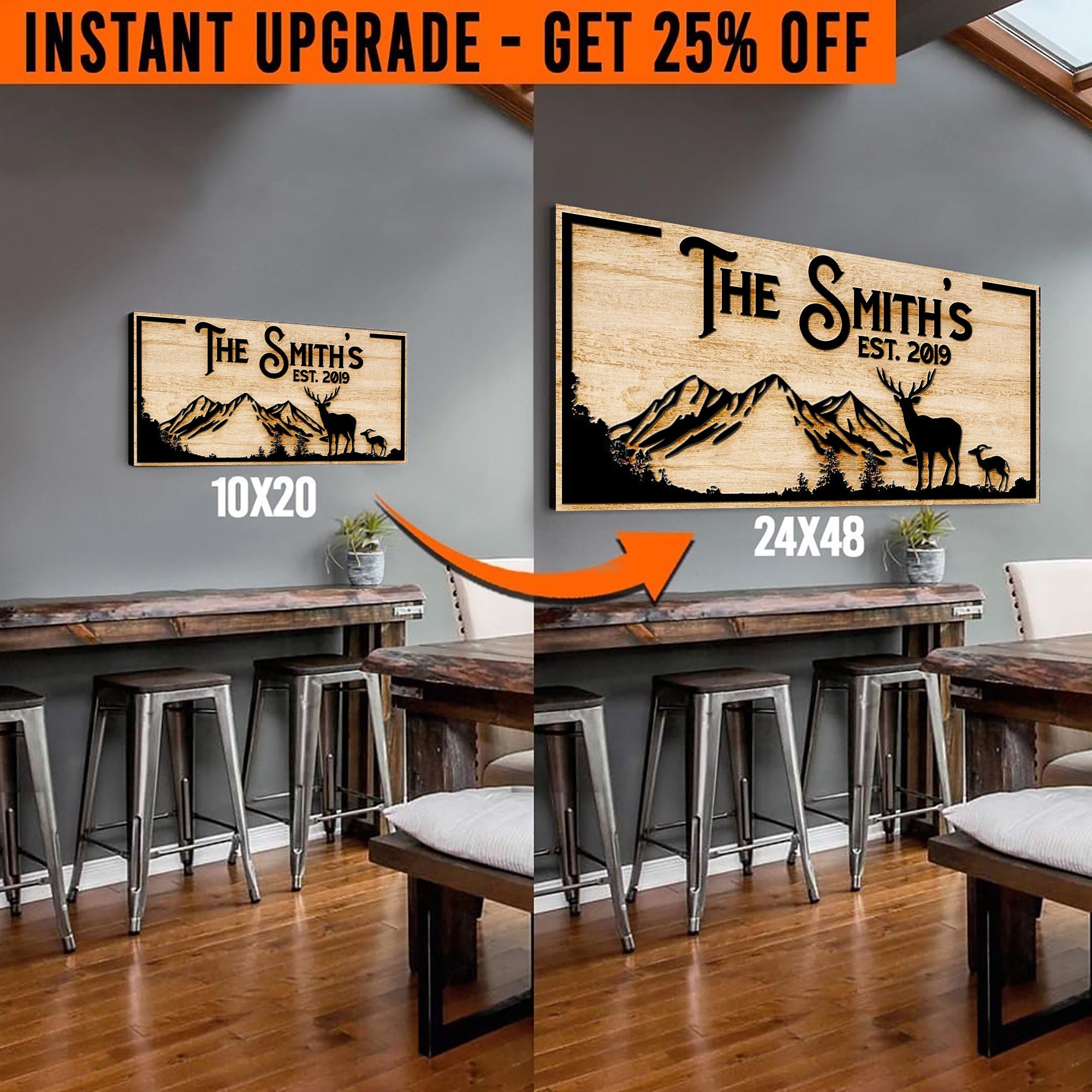 Upgrade Your 20x10 Inches 'Family Mountain Sign' Style 2 Canvas To 24x48 Inches on sale at MyriadMart