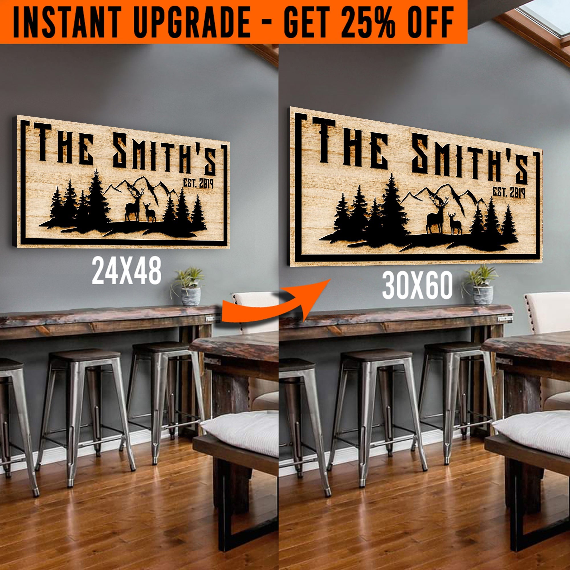 Upgrade Your 24x48 Inches 'Family Mountain Sign' Style 3 Canvas To 60x30 Inches on sale at MyriadMart