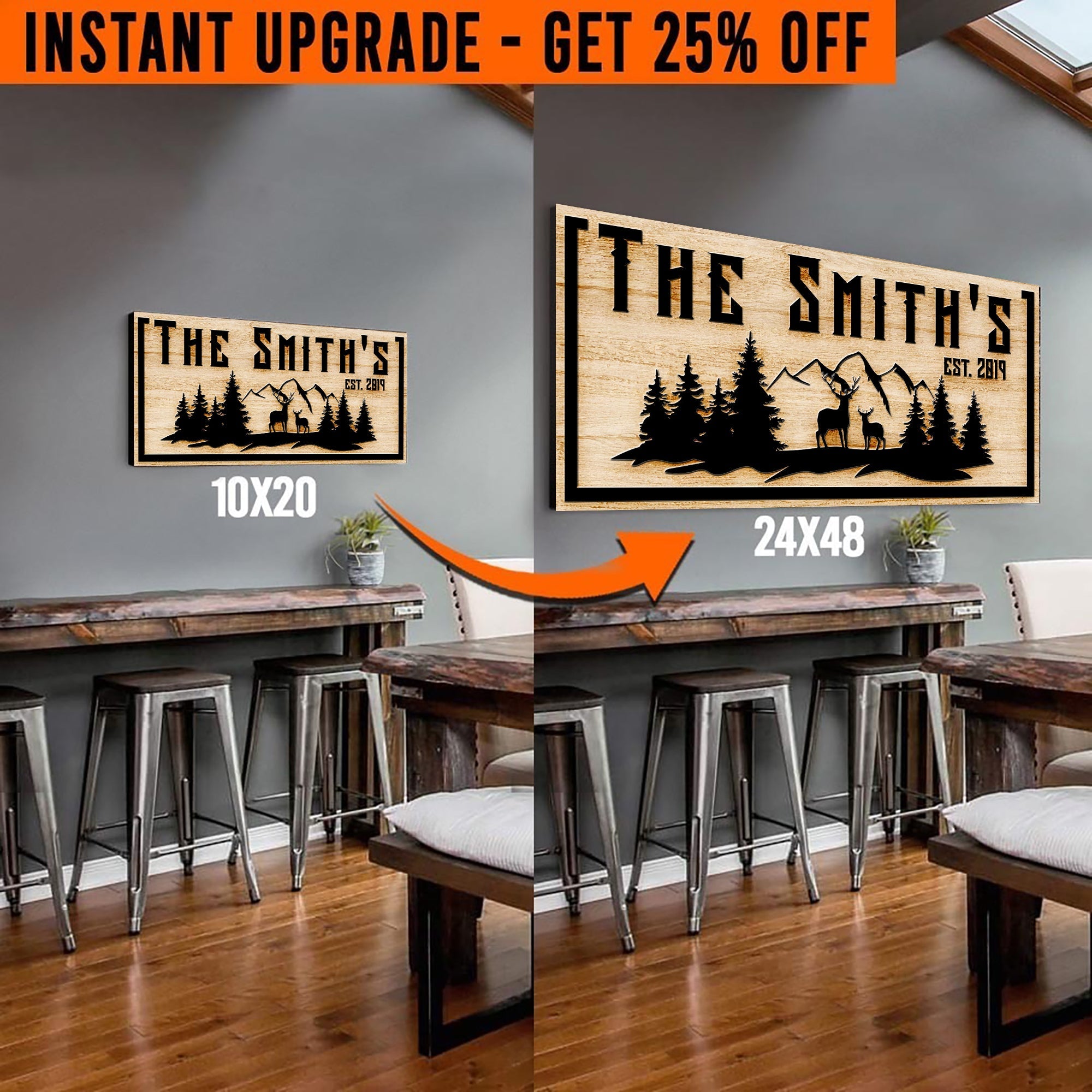 Upgrade Your 20x10 Inches 'Family Mountain Sign' Style 3 Canvas To 24x48 Inches on sale at MyriadMart