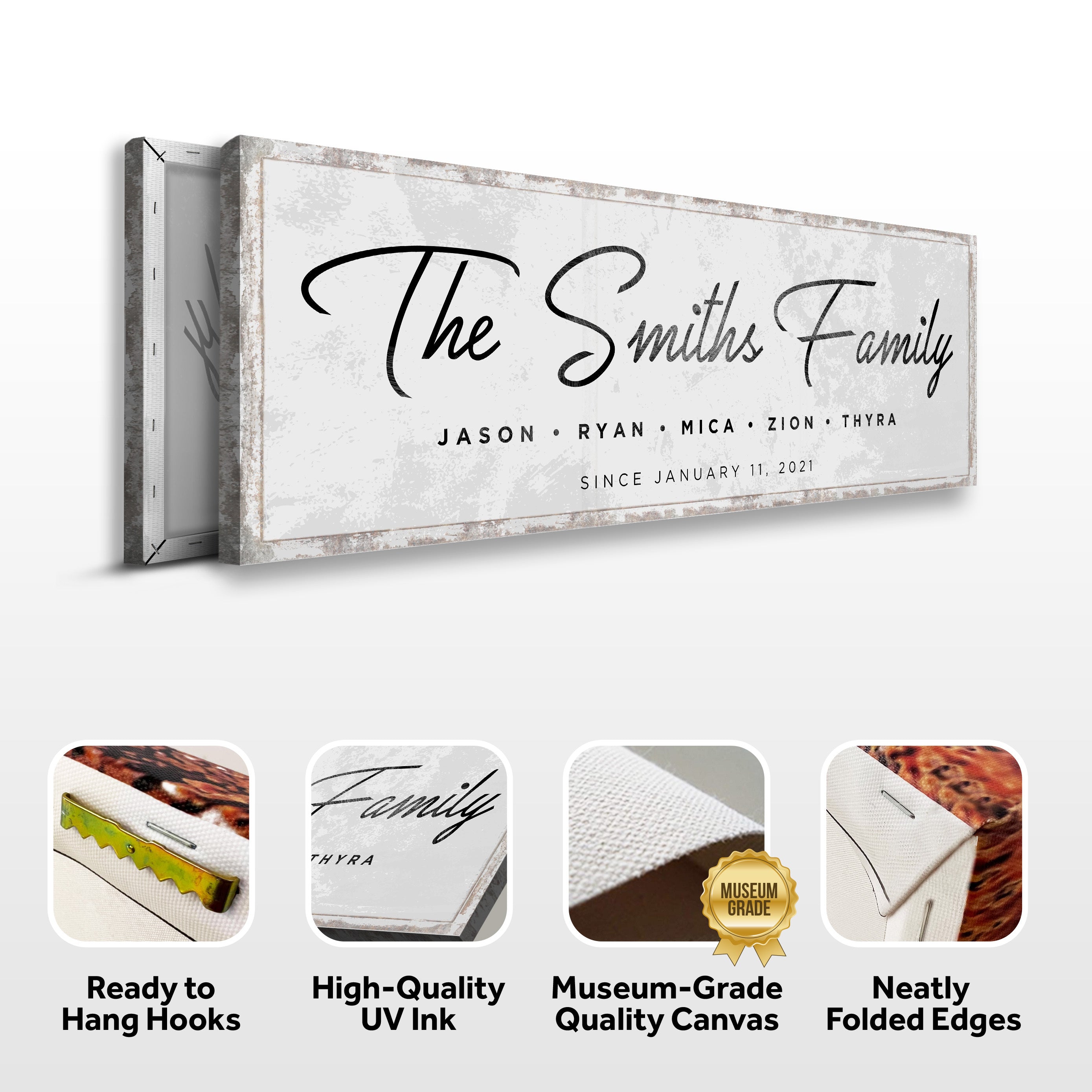 Last Name Family Sign Black And White on sale at MyriadMart