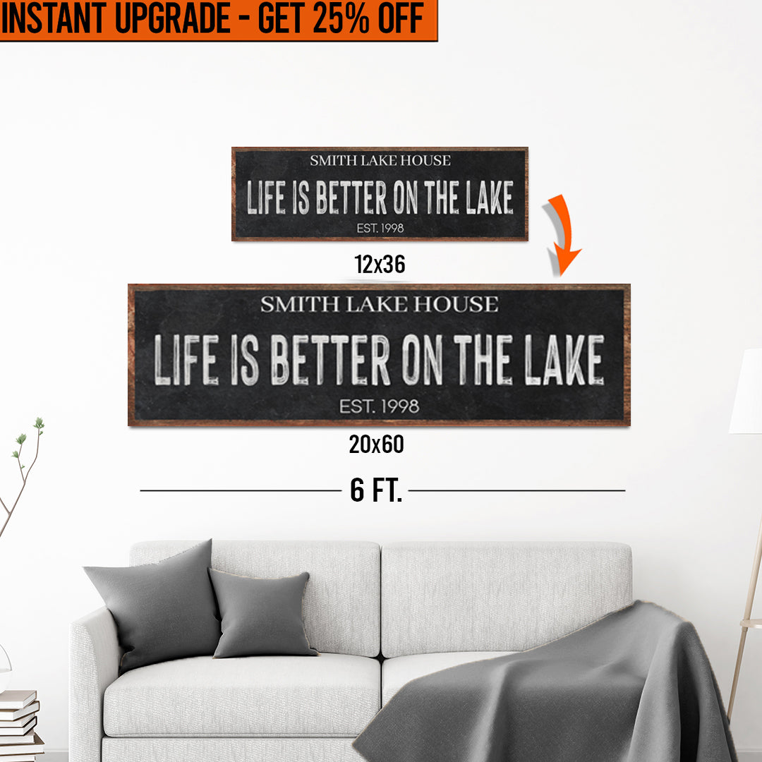 Upgrade Your 'Life Is Better On The Lake' Style 3 Canvas To 20x60 Inches on sale at MyriadMart