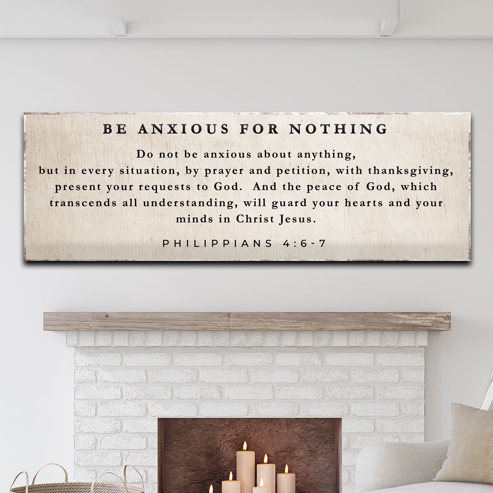 Philippians 4:6-7 - Be Anxious For Nothing Sign on sale at MyriadMart