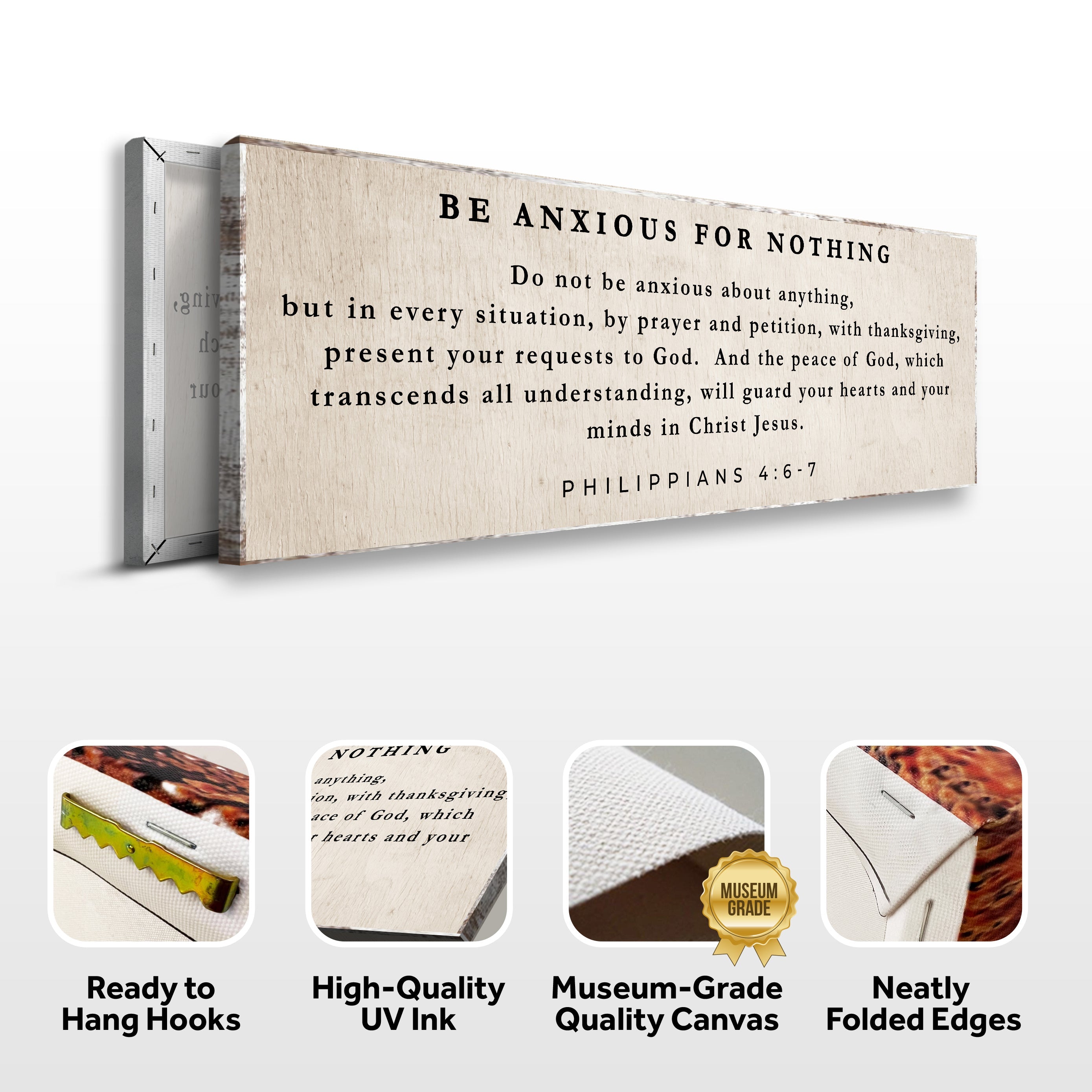 Philippians 4:6-7 - Be Anxious For Nothing Sign on sale at MyriadMart