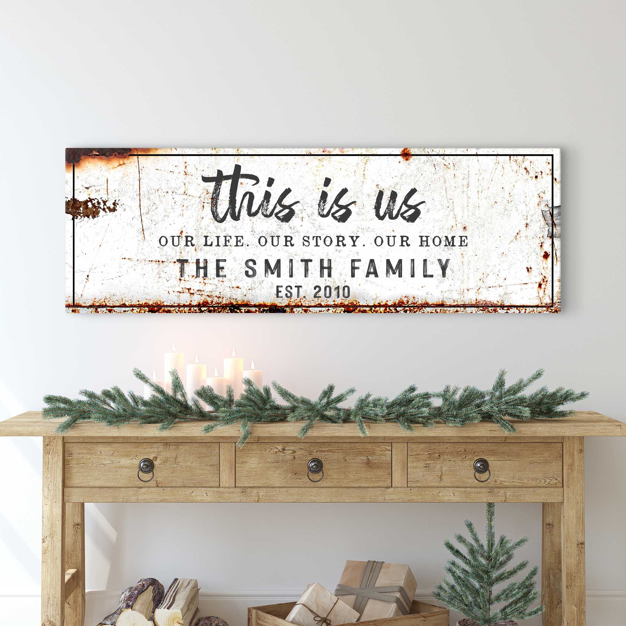 Rustic This Is Us Sign on sale at MyriadMart