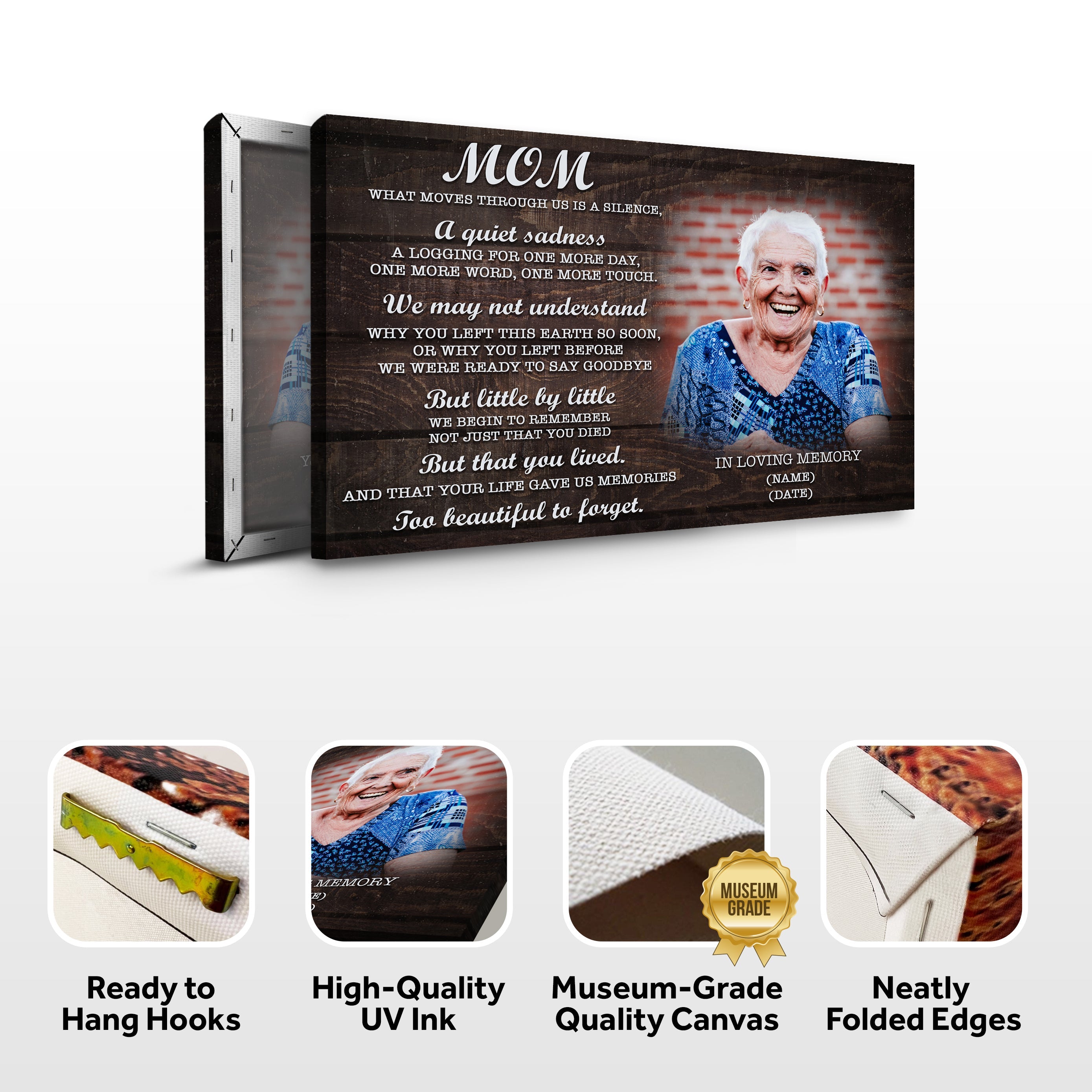 Mom, You're Too Beautiful To Forget Happy Mother's Day Sign on sale at MyriadMart