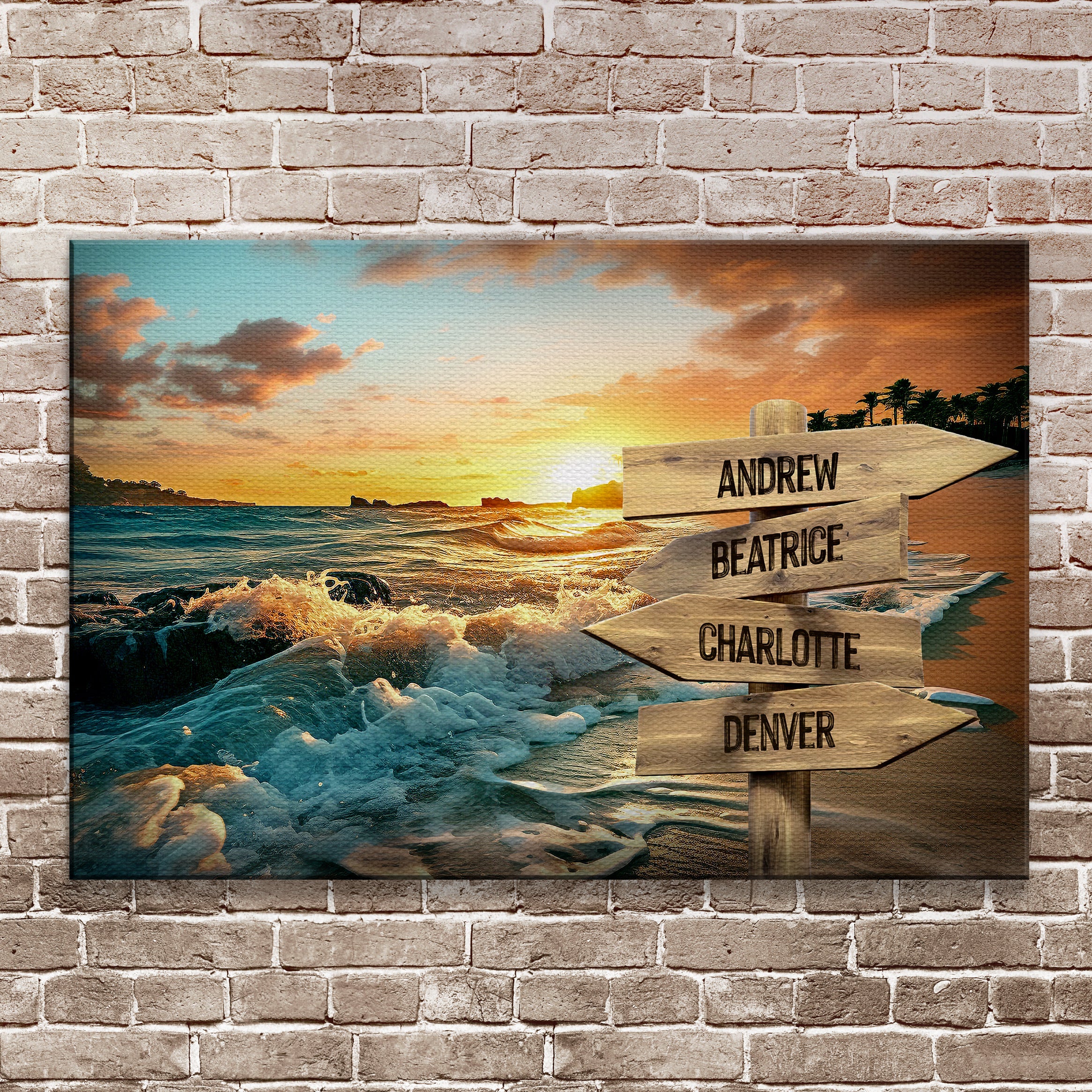 Family Name Ocean Sunset Sign on sale at MyriadMart