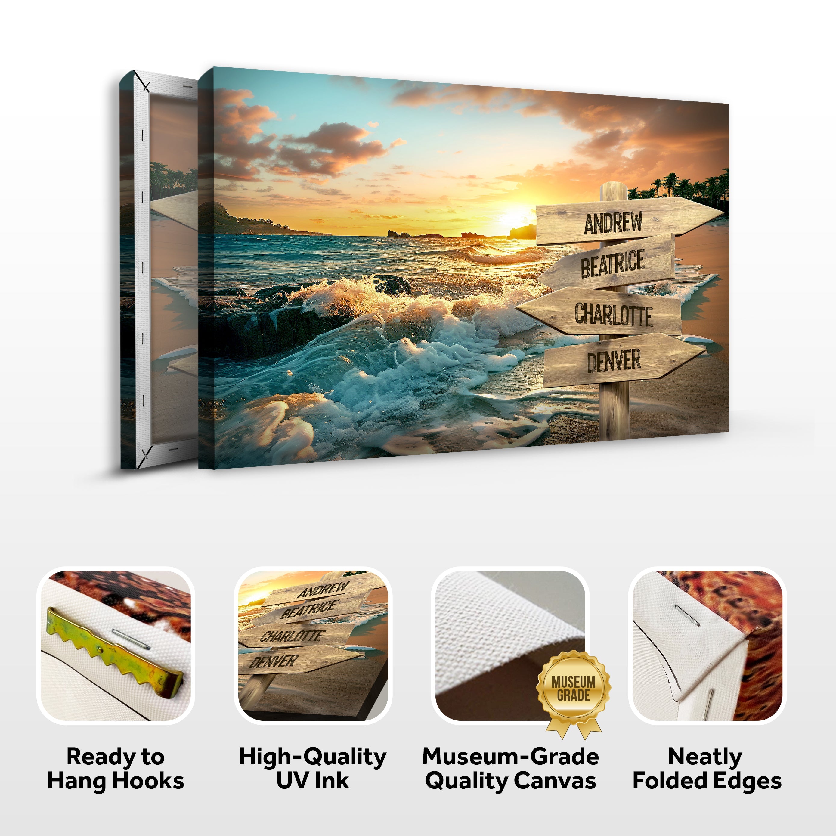 Family Name Ocean Sunset Sign on sale at MyriadMart