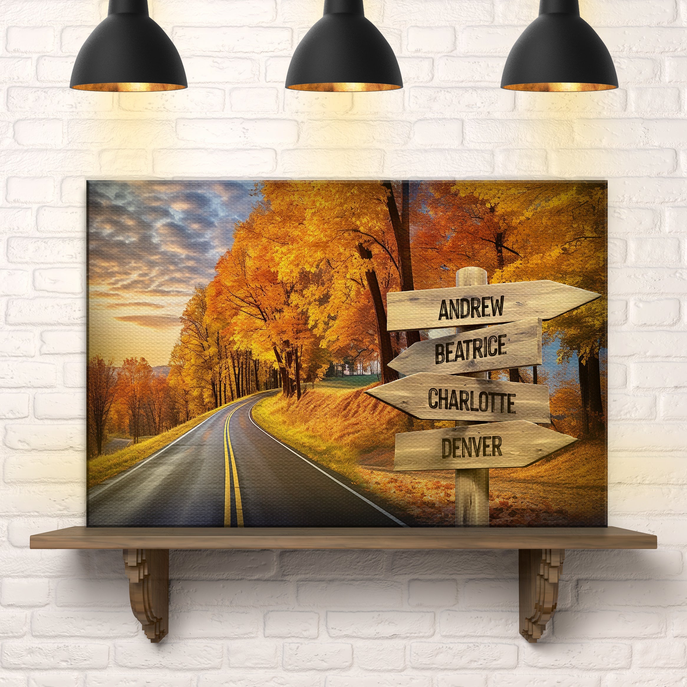 Family Names Autumn Road Sign on sale at MyriadMart