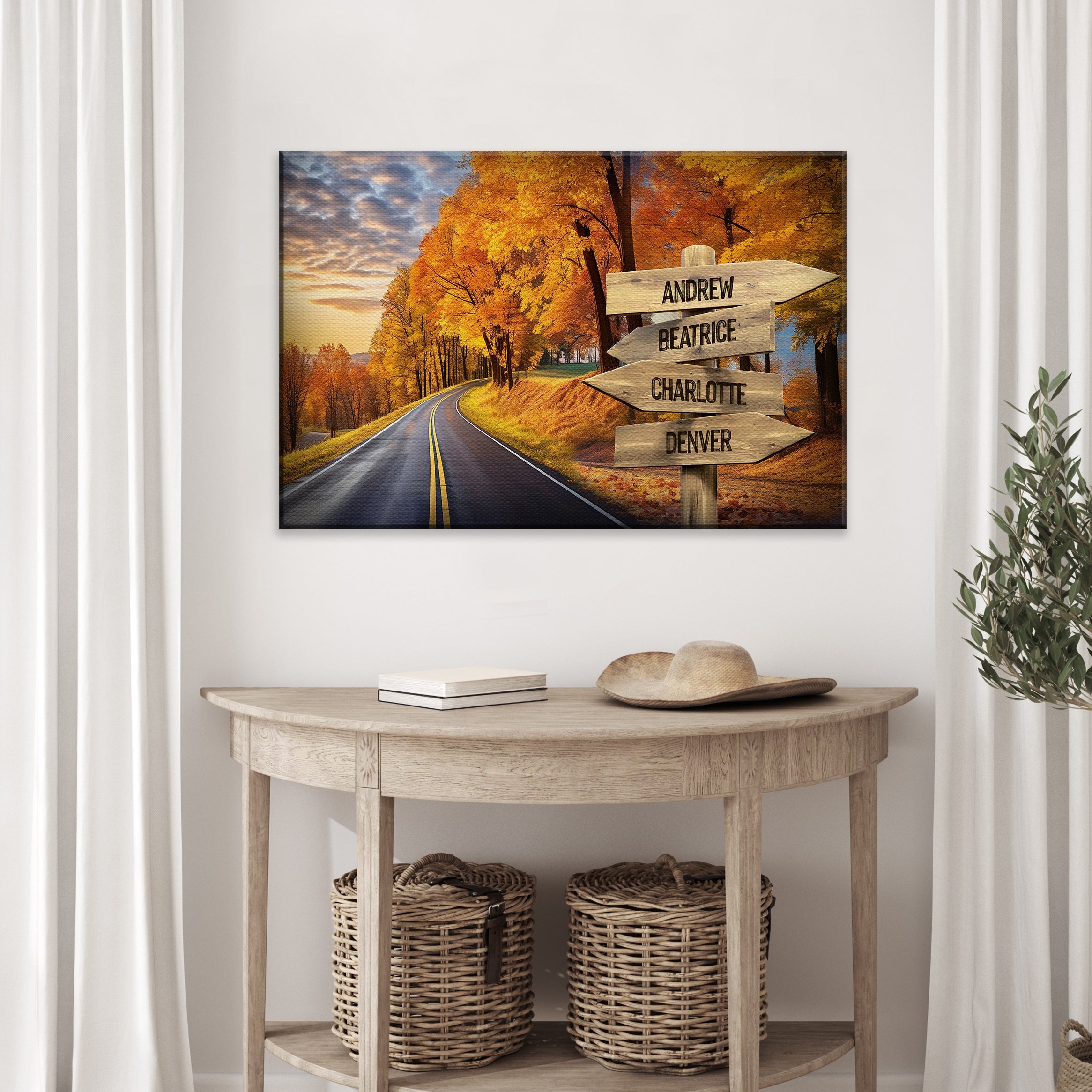 Family Names Autumn Road Sign on sale at MyriadMart