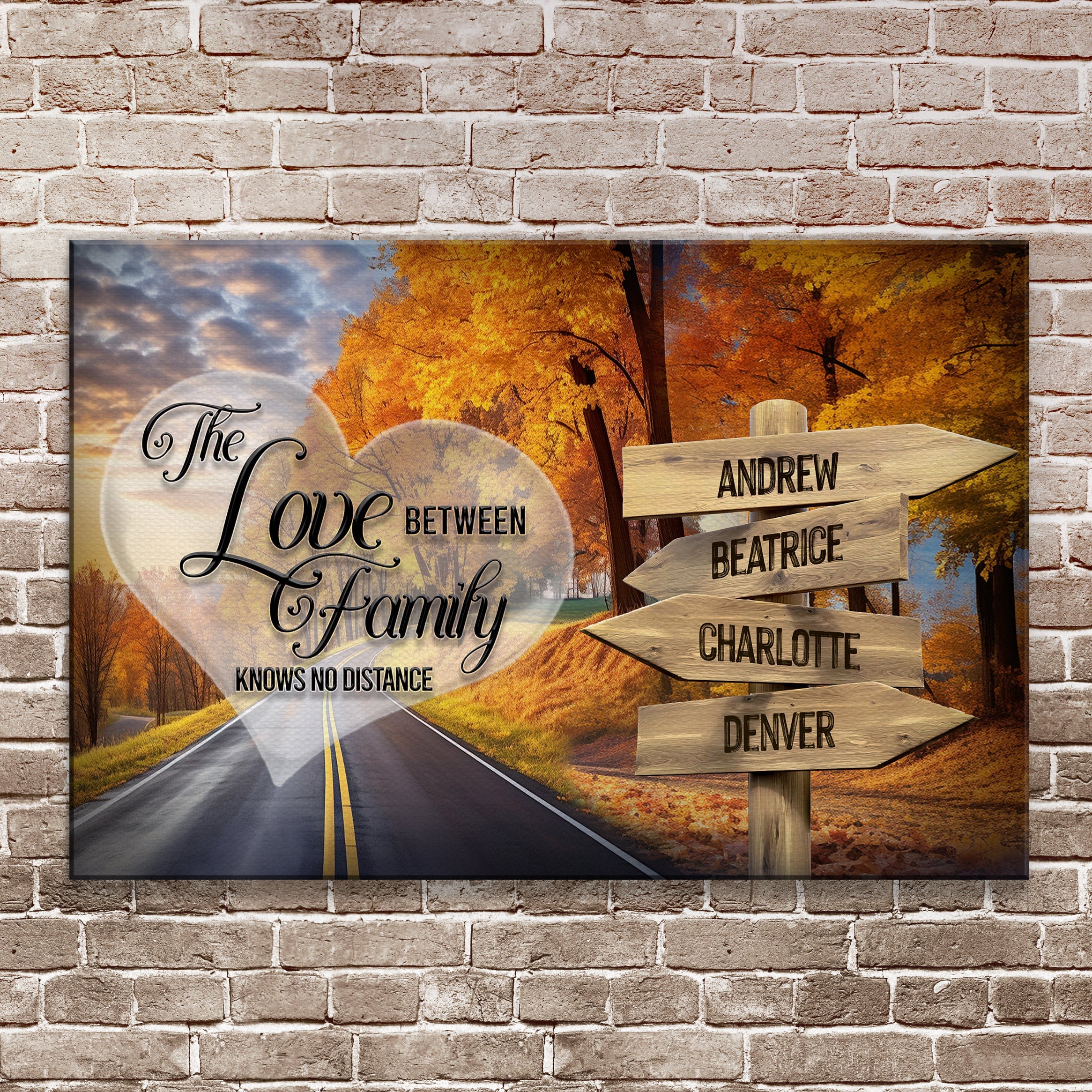 Love Between Family Names Sign on sale at MyriadMart