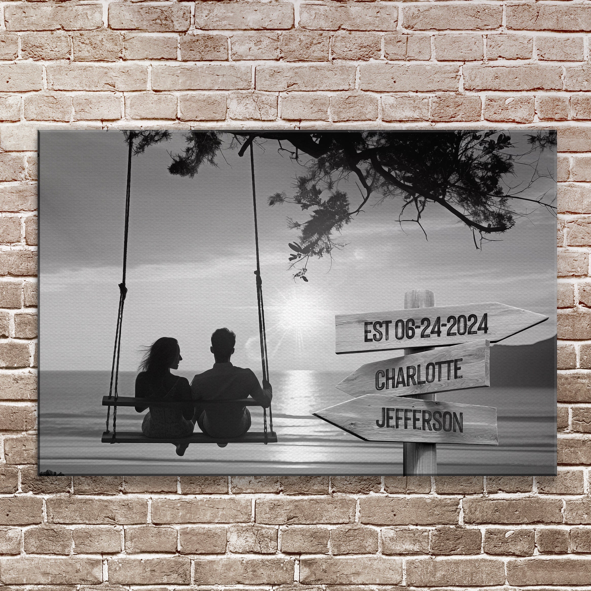 Romantic Swing Family Names Sign on sale at MyriadMart