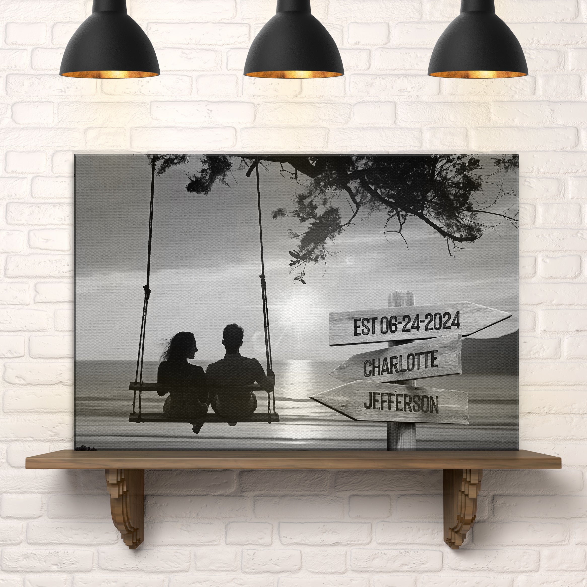 Romantic Swing Family Names Sign on sale at MyriadMart