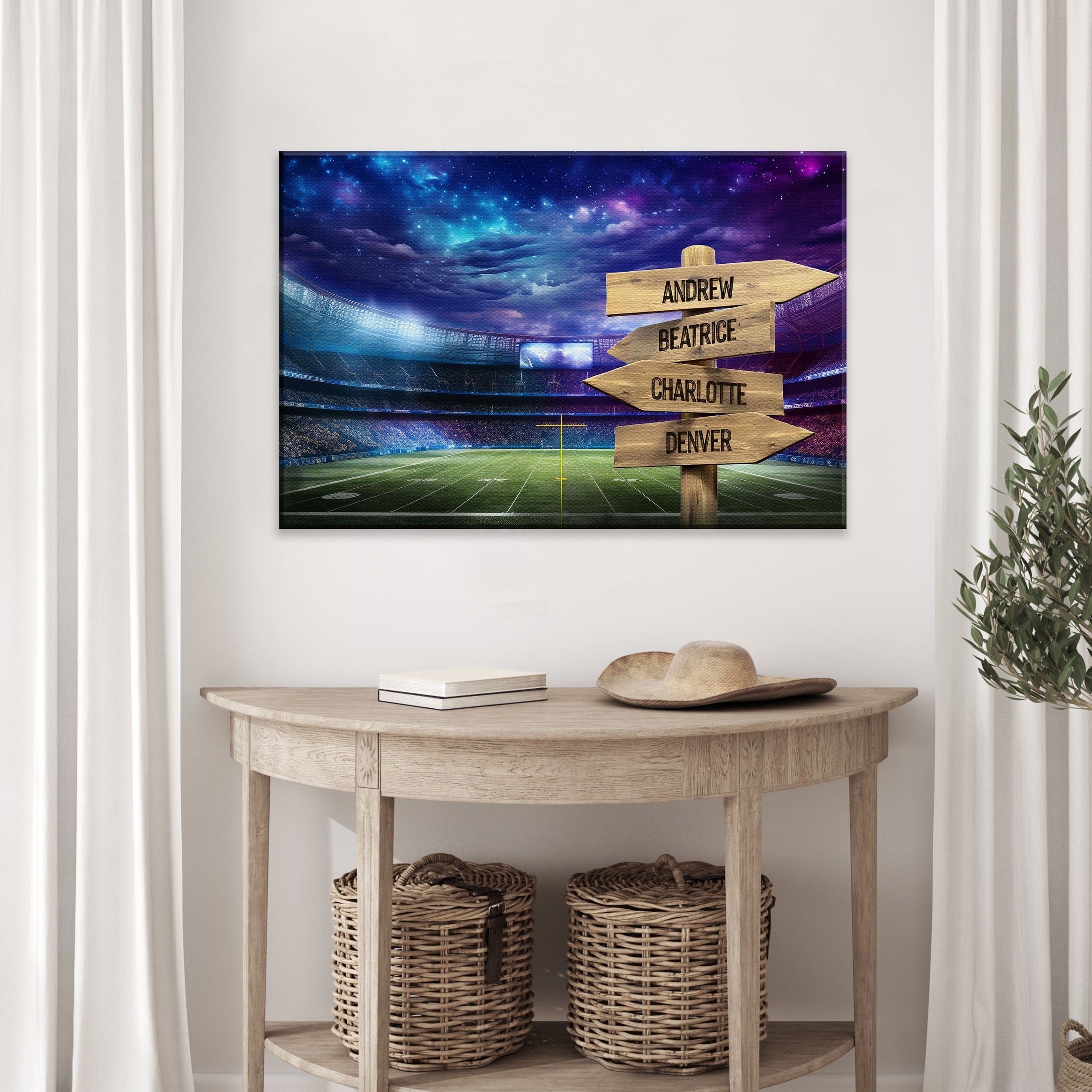 Football Field Family Names Sign on sale at MyriadMart