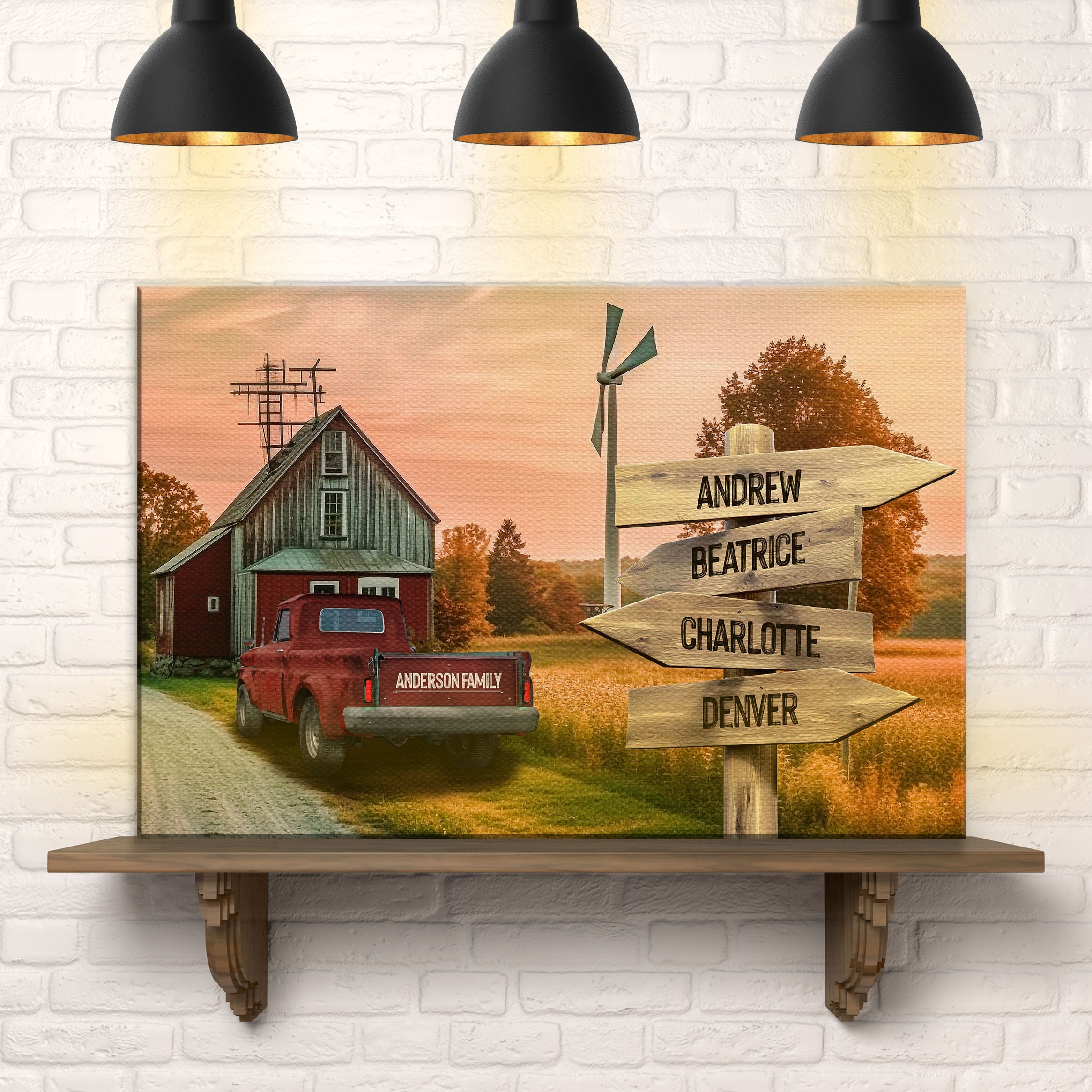 Old Truck Barn Family Names Sign on sale at MyriadMart
