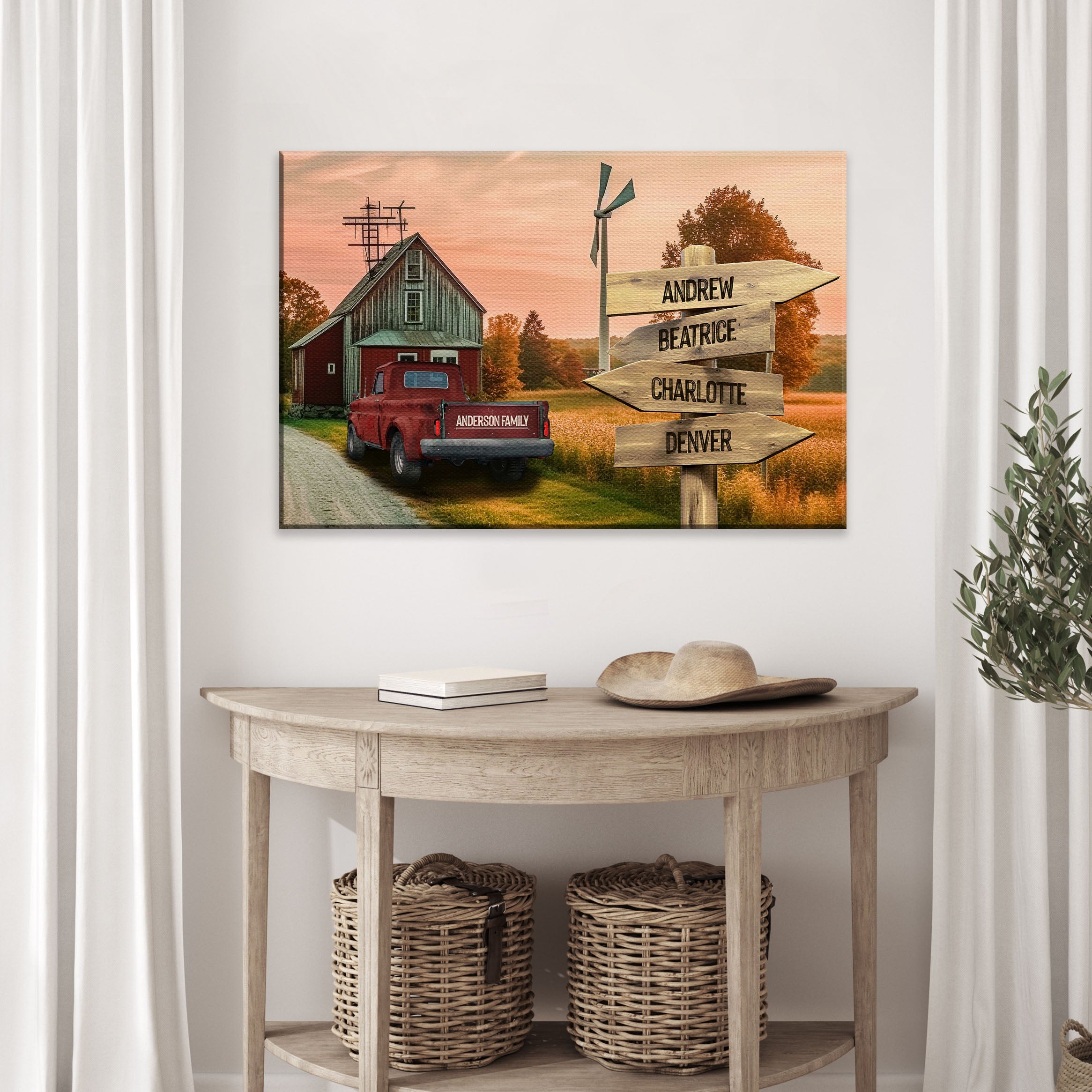 Old Truck Barn Family Names Sign on sale at MyriadMart