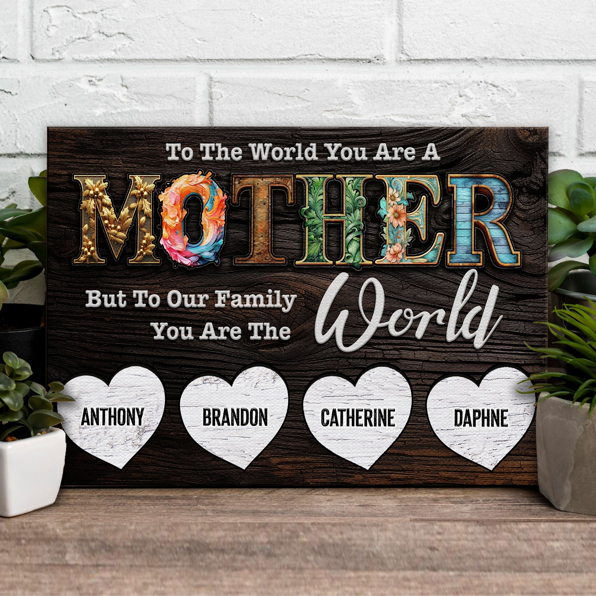 Mother's Day Sign To Our Family You Are The World on sale at MyriadMart