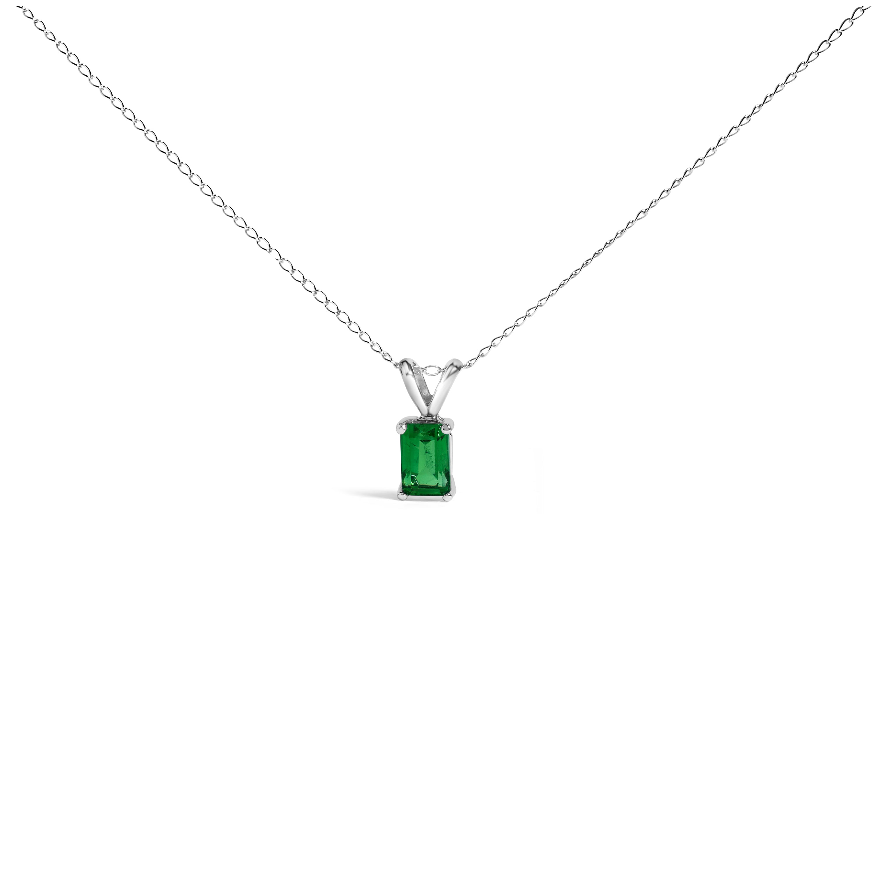 14K White Gold 6x4MM Emerald Cut Purple Amethyst Solitaire Pendant Necklace on sale at MyriadMart