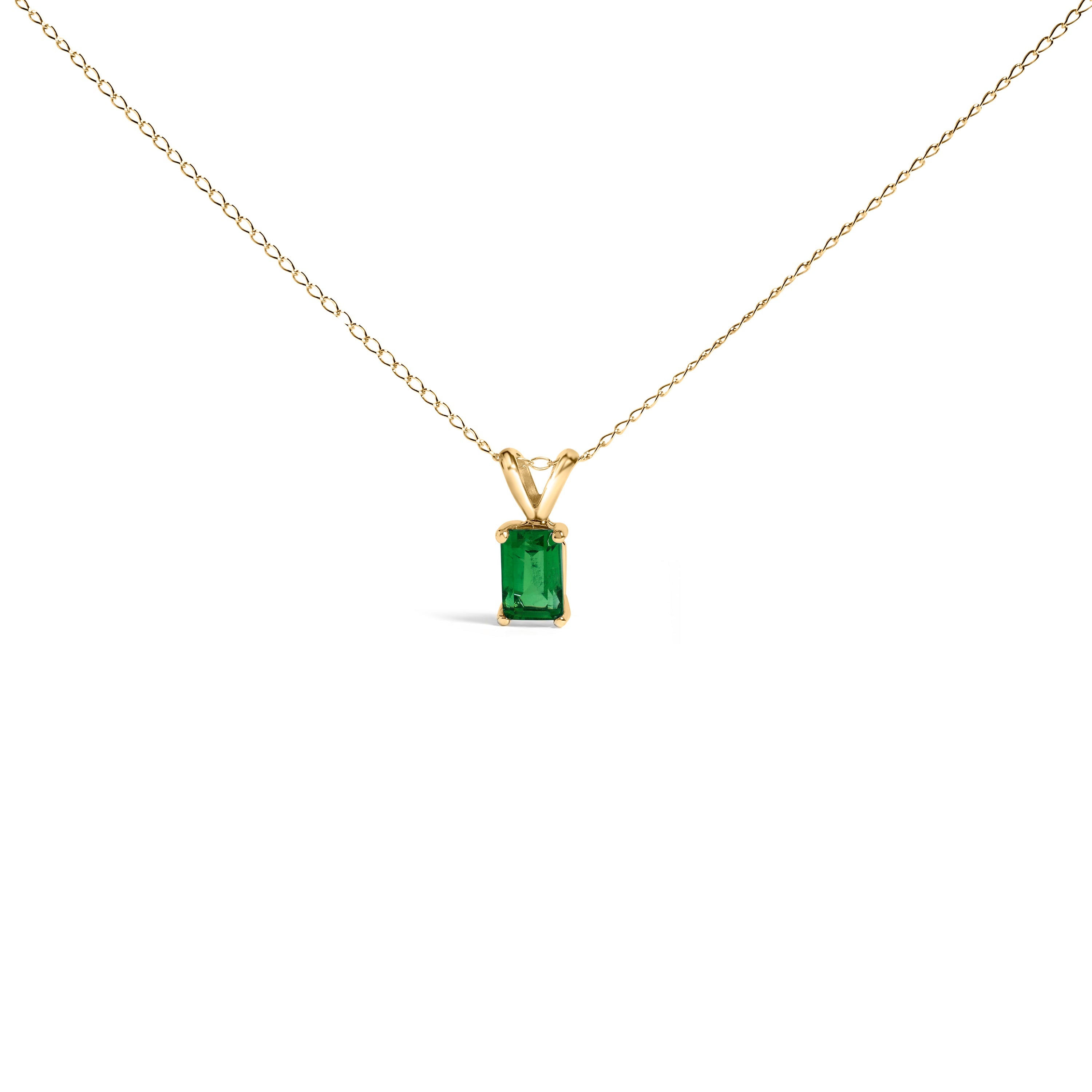 14K White Gold 6x4MM Emerald Cut Purple Amethyst Solitaire Pendant Necklace on sale at MyriadMart