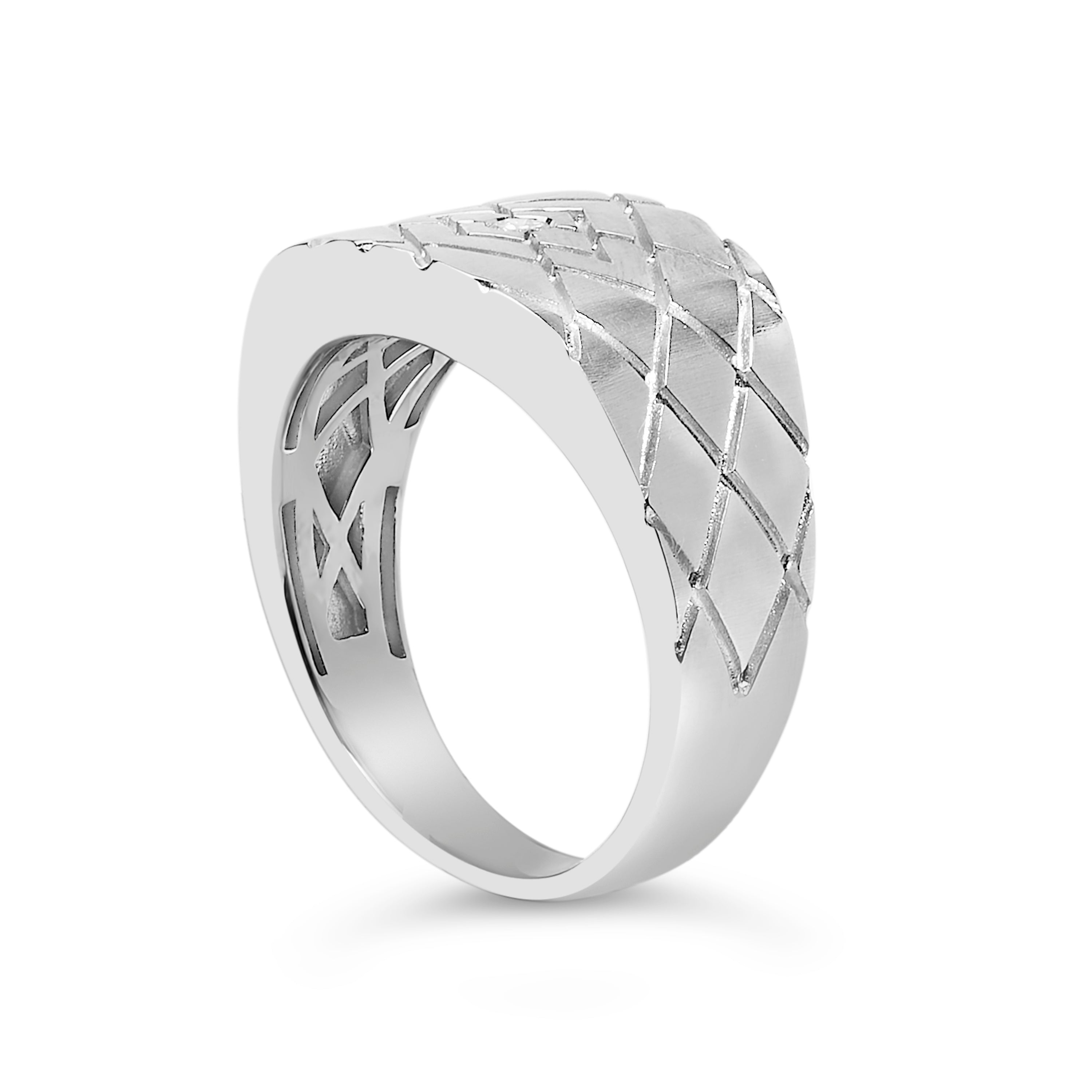 Sterling Silver Diamond Accent Geometric Band Ring on sale at MyriadMart