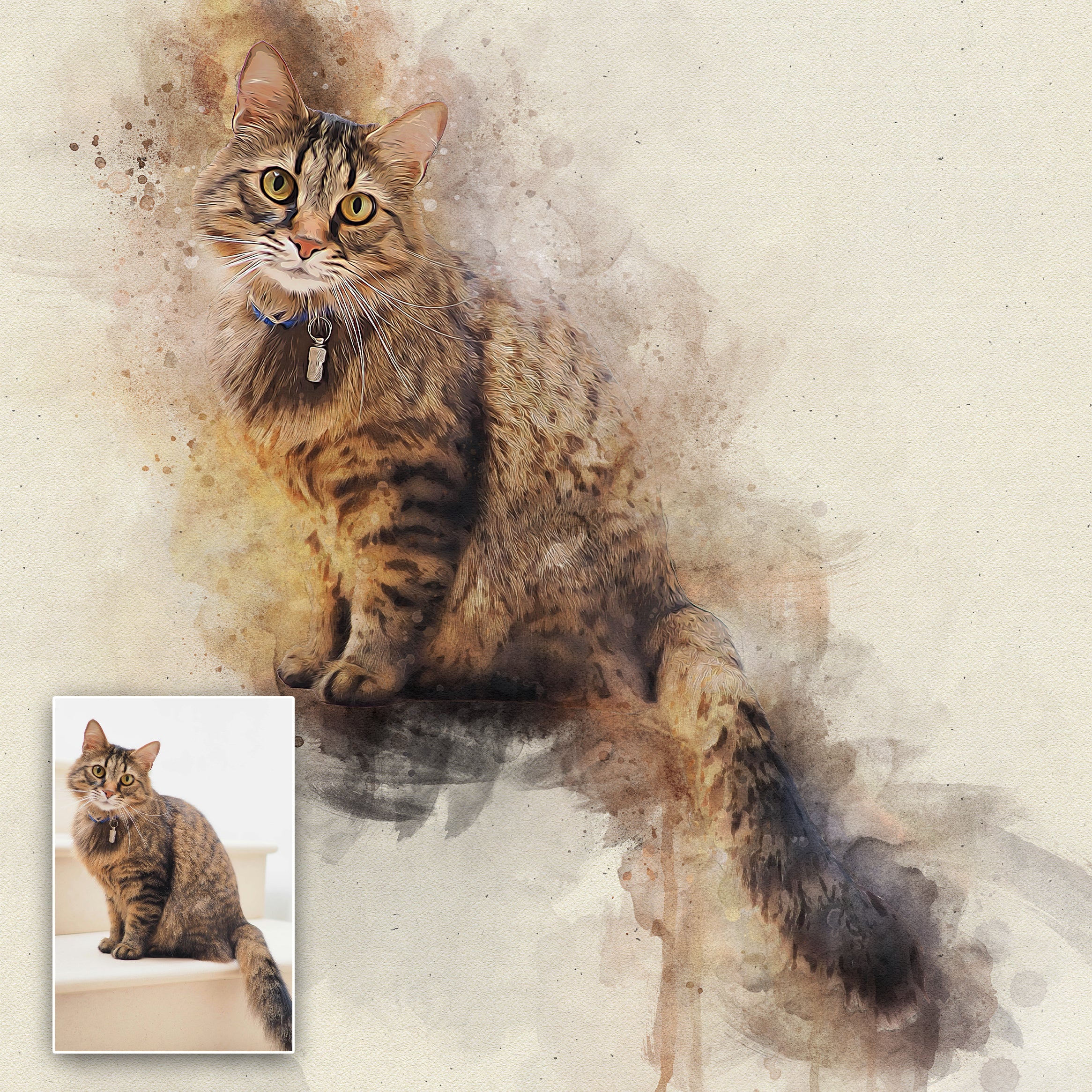 Pet Watercolor Portrait Custom Wall Art on sale at MyriadMart