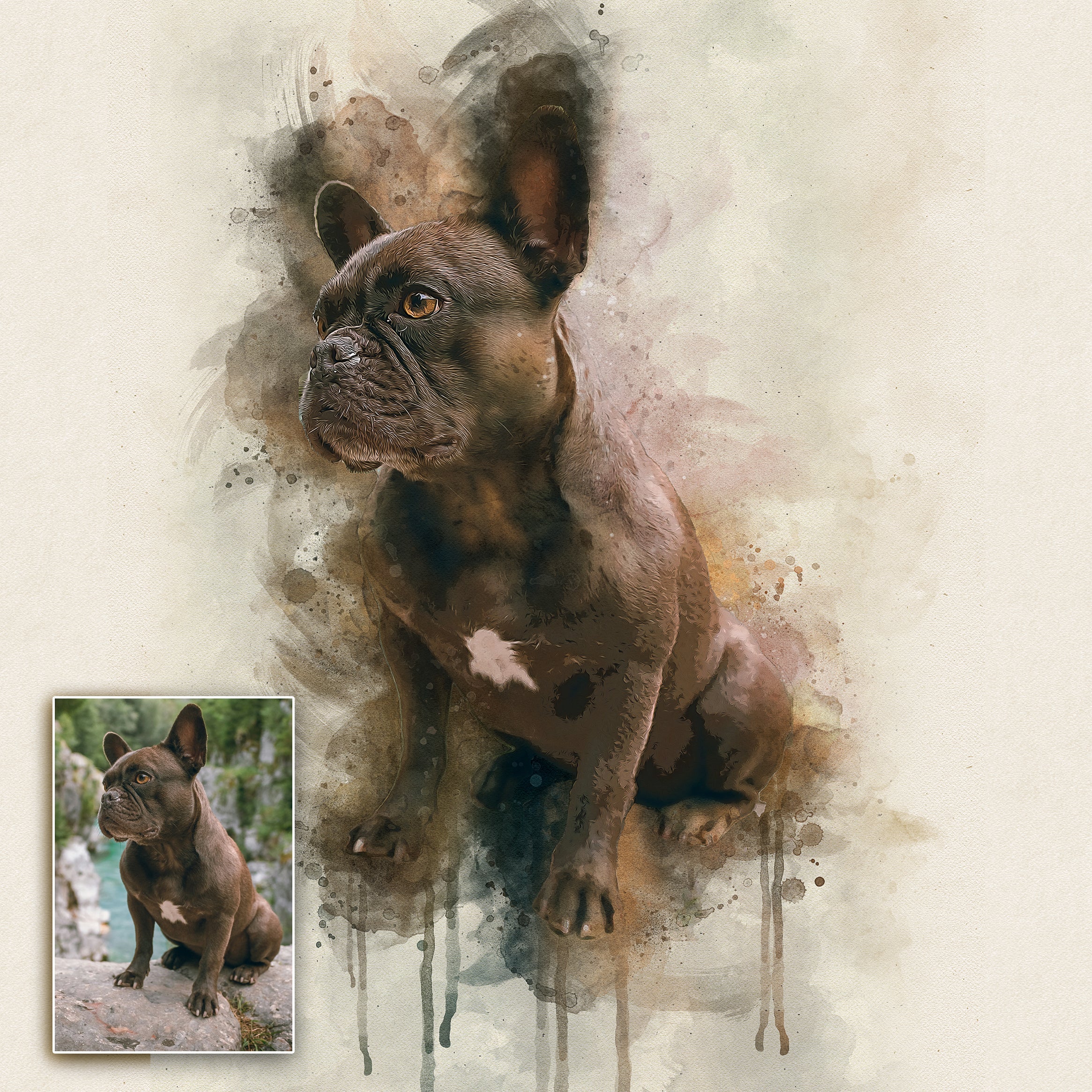 Pet Watercolor Portrait Custom Wall Art on sale at MyriadMart