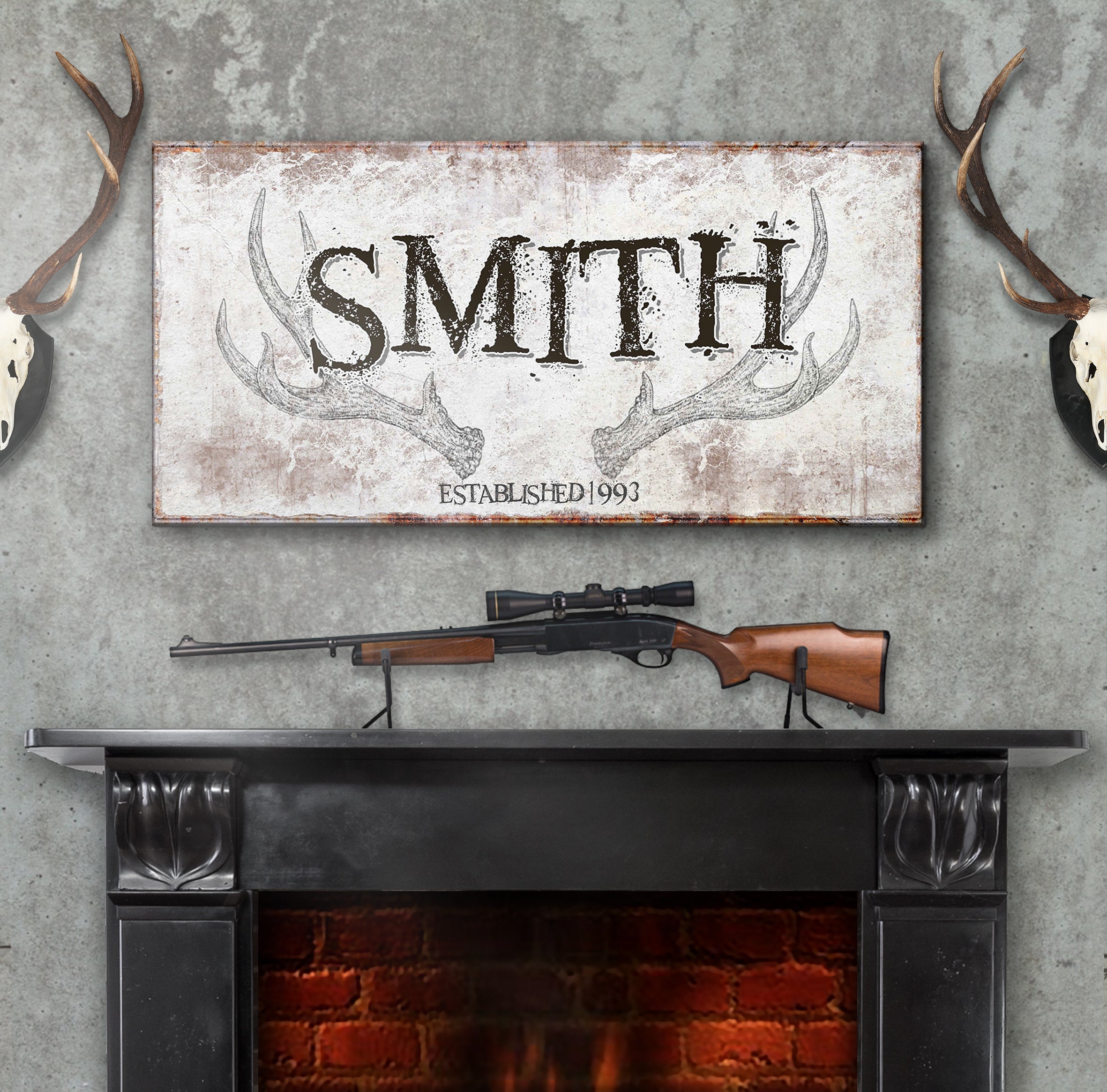 Rustic Family Antler Sign on sale at MyriadMart
