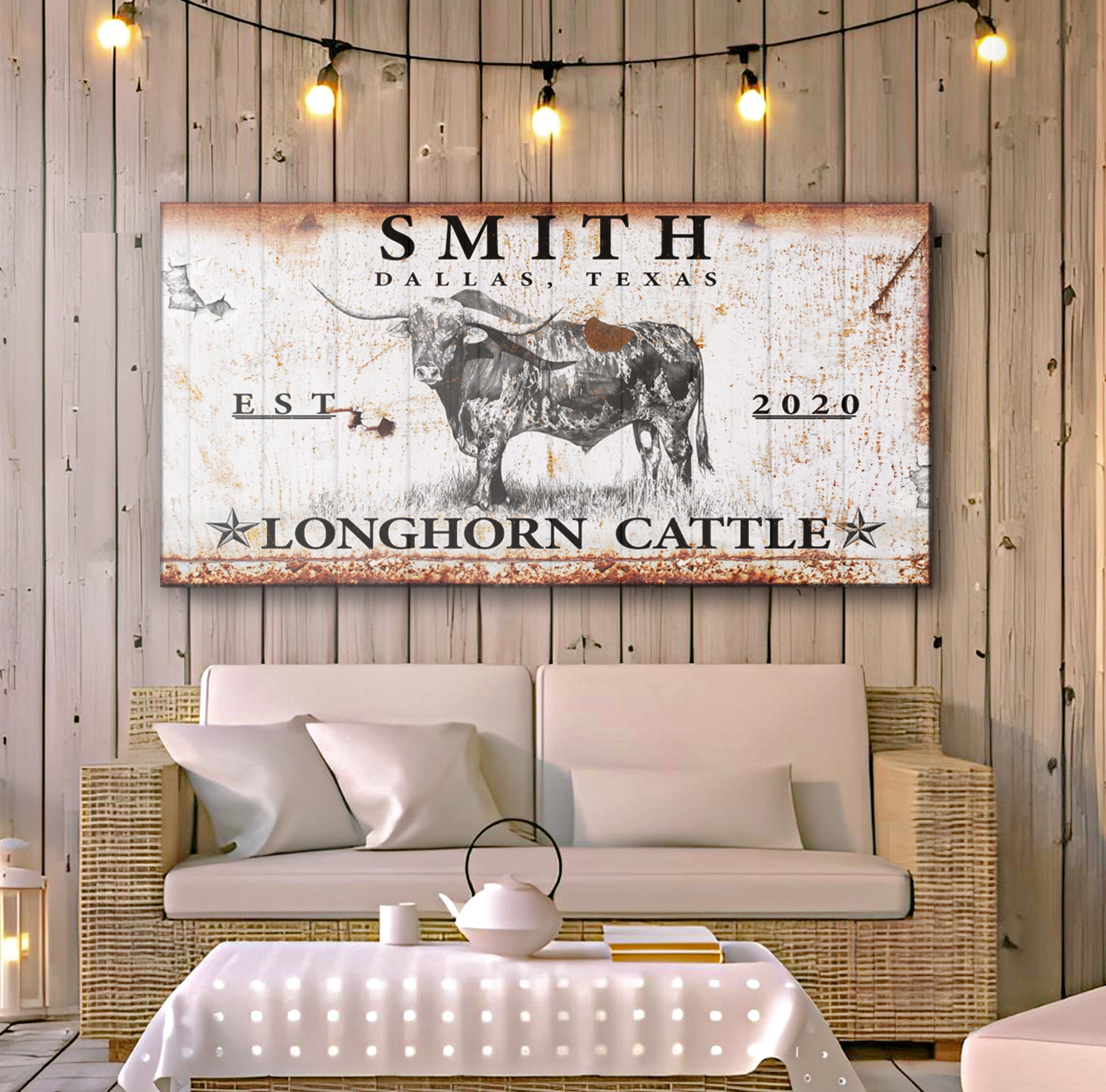 Longhorn Rustic Cattle Sign III on sale at MyriadMart